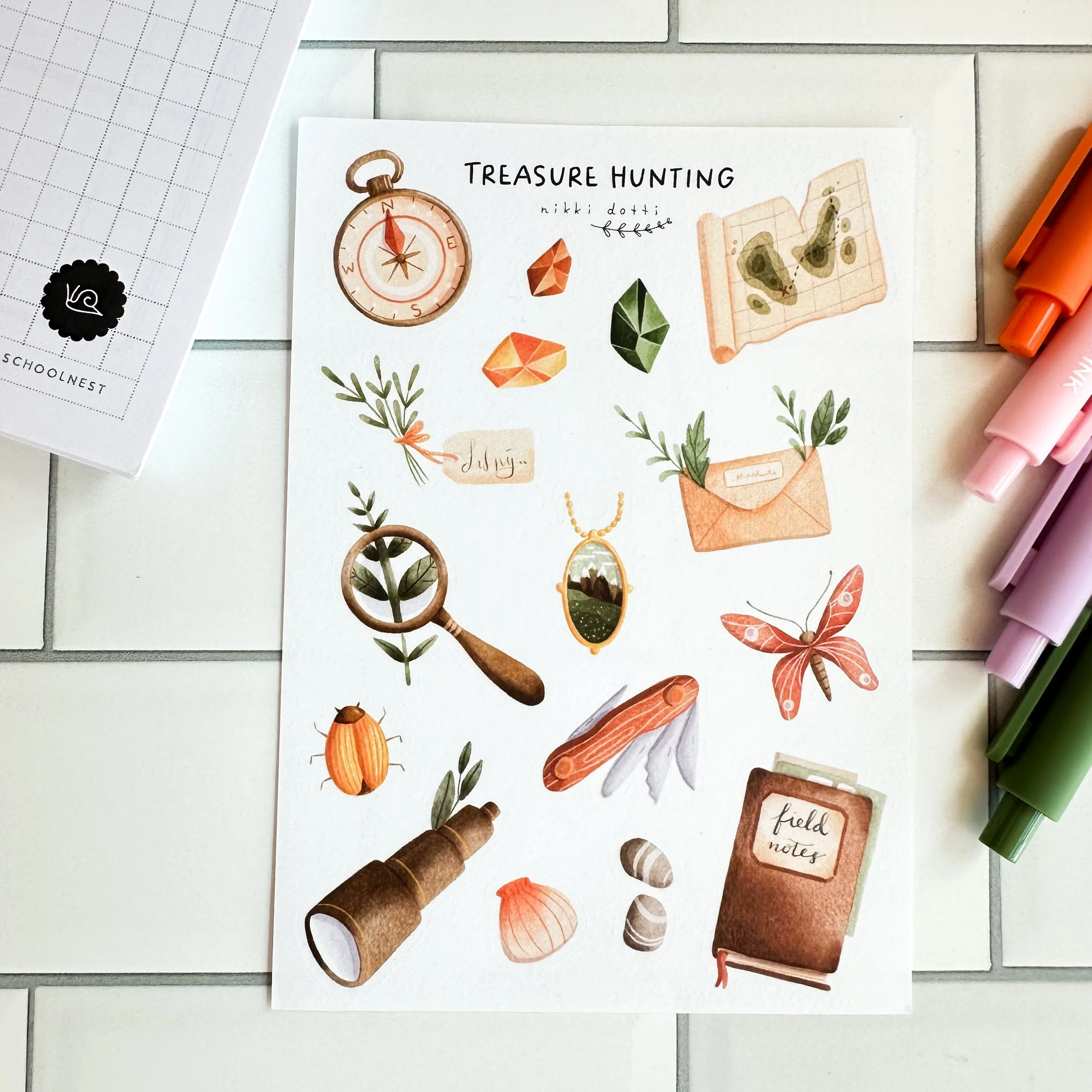 Treasure Hunting Washi Sticker Sheet