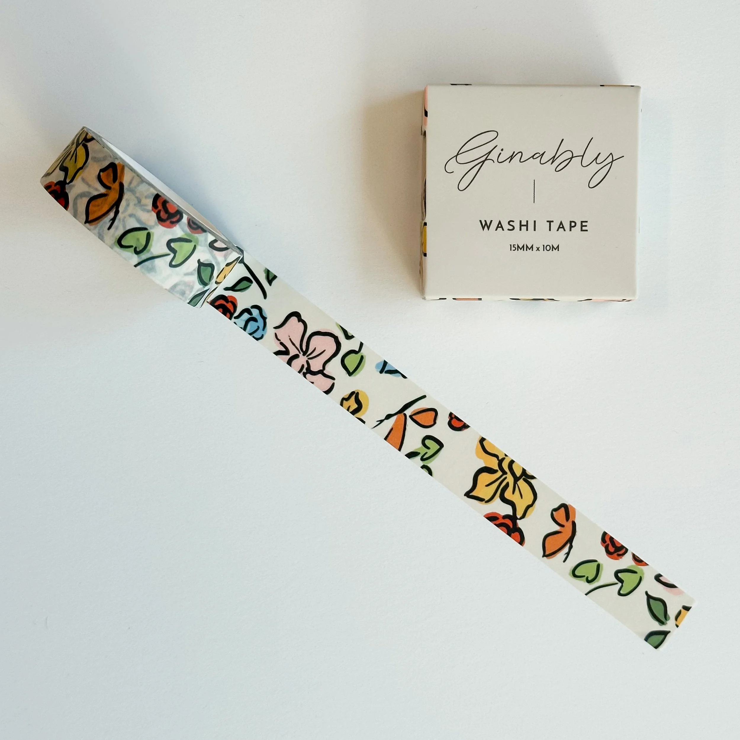 Cream Floral Illustration Washi by Ginably