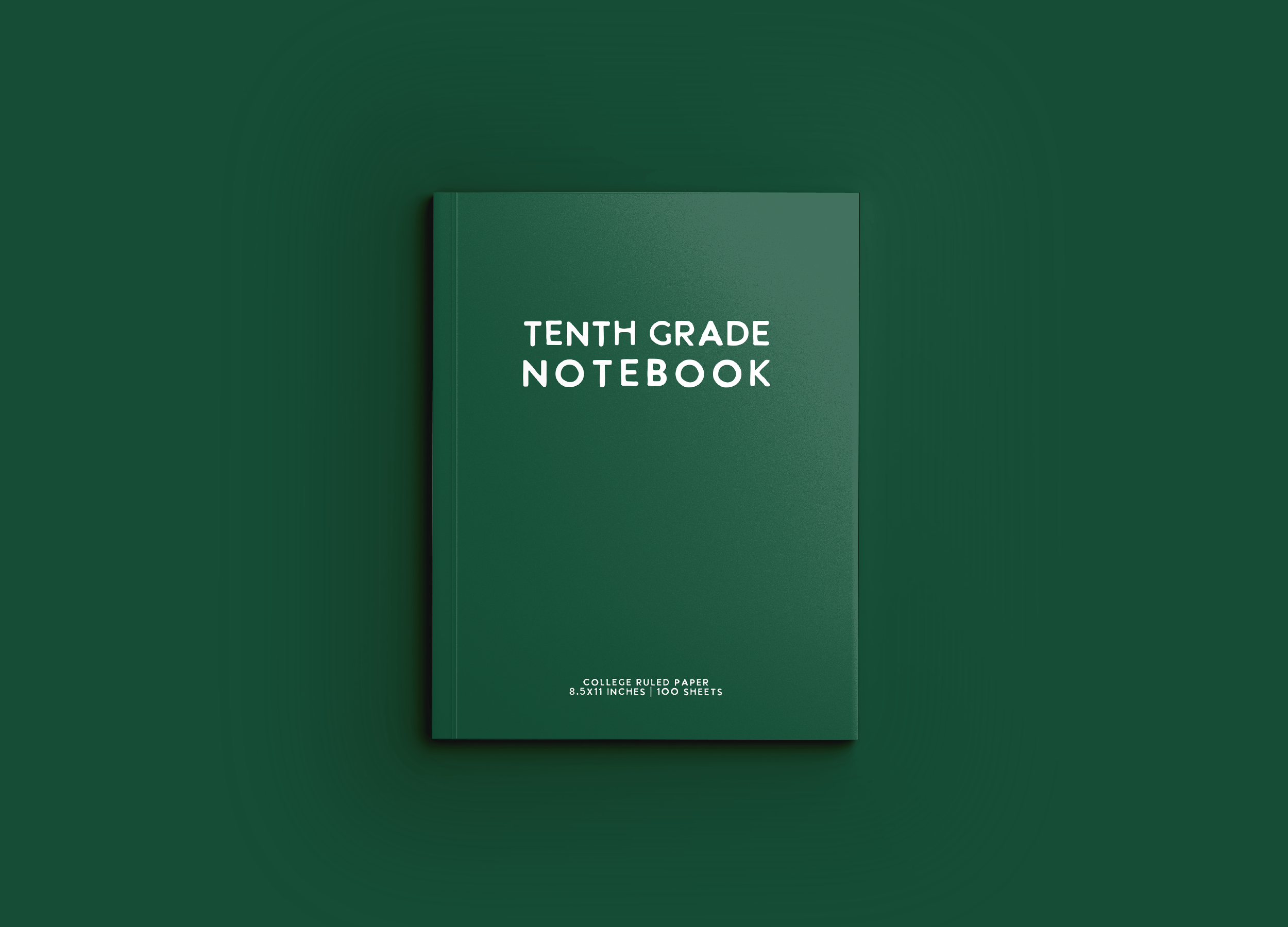 Tenth Grade Notebook: Dark Green