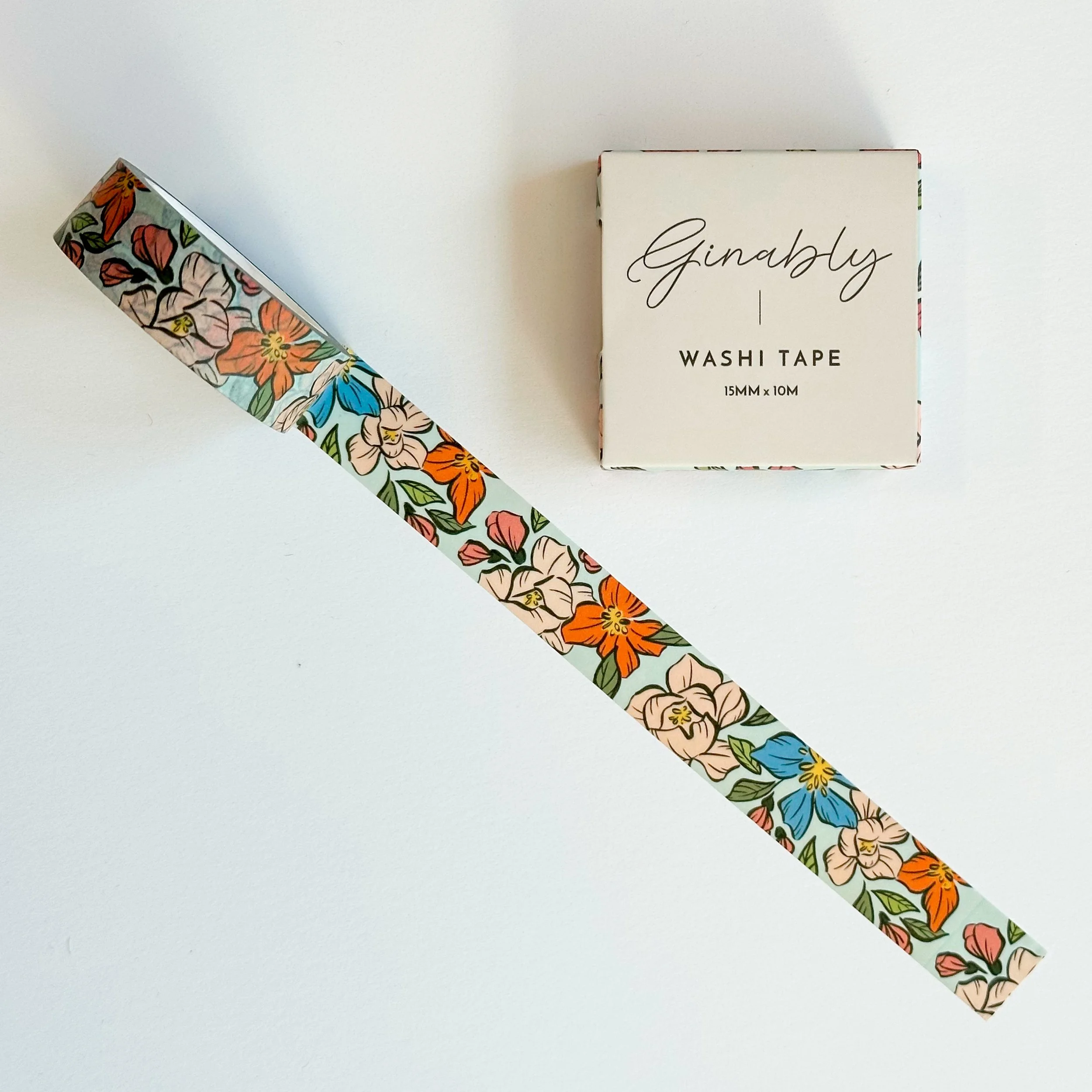 Blue Floral Illustration Washi by Ginably