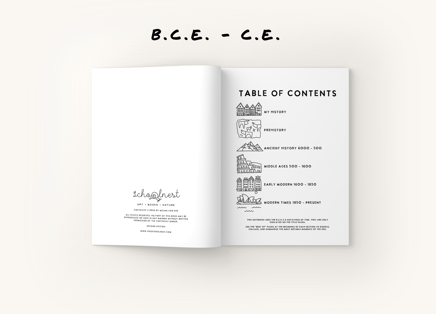 History Timeline Notebook BCE/CE: Light Green — schoolnest