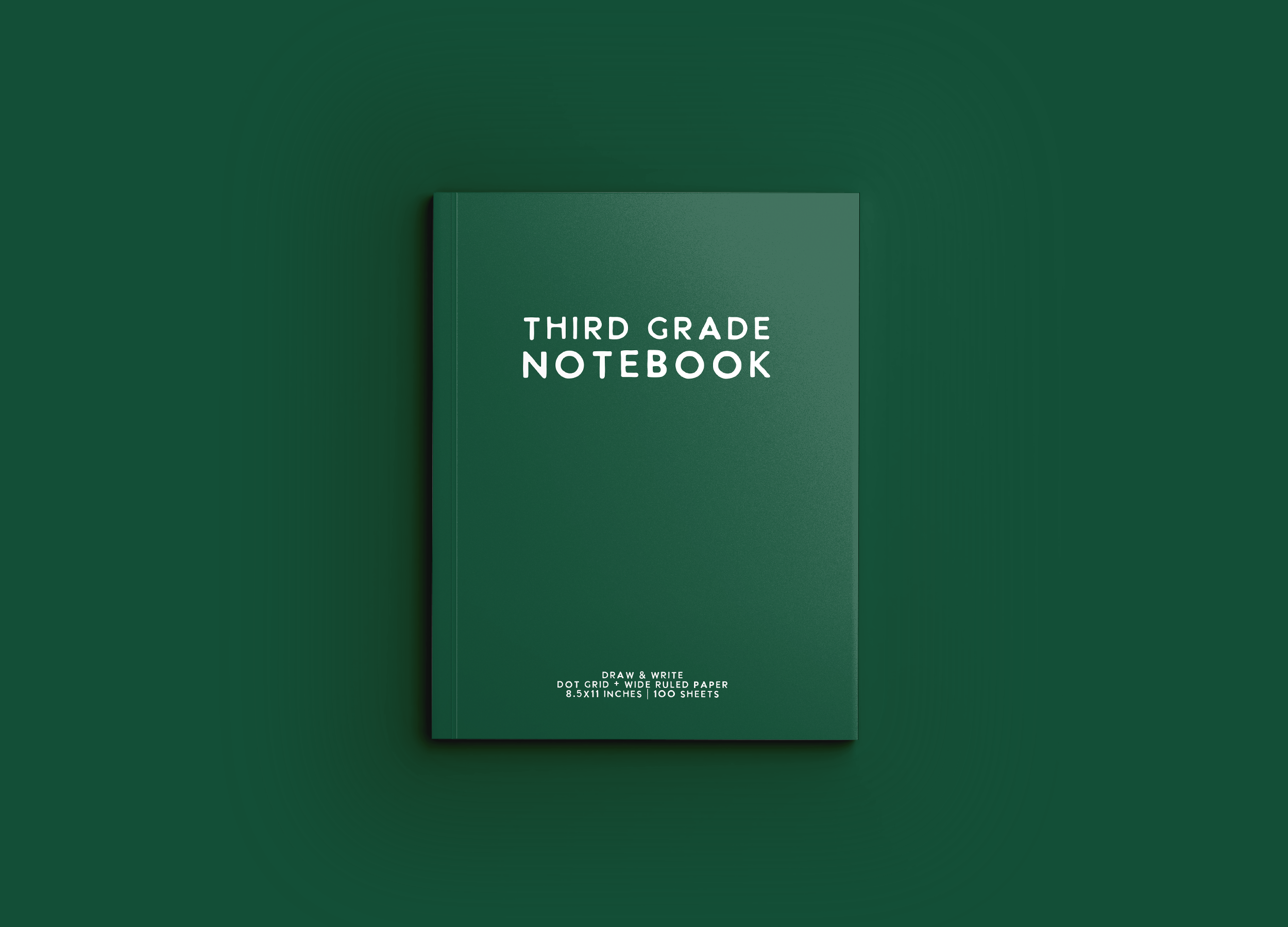 Third Grade Notebook: Dark Green