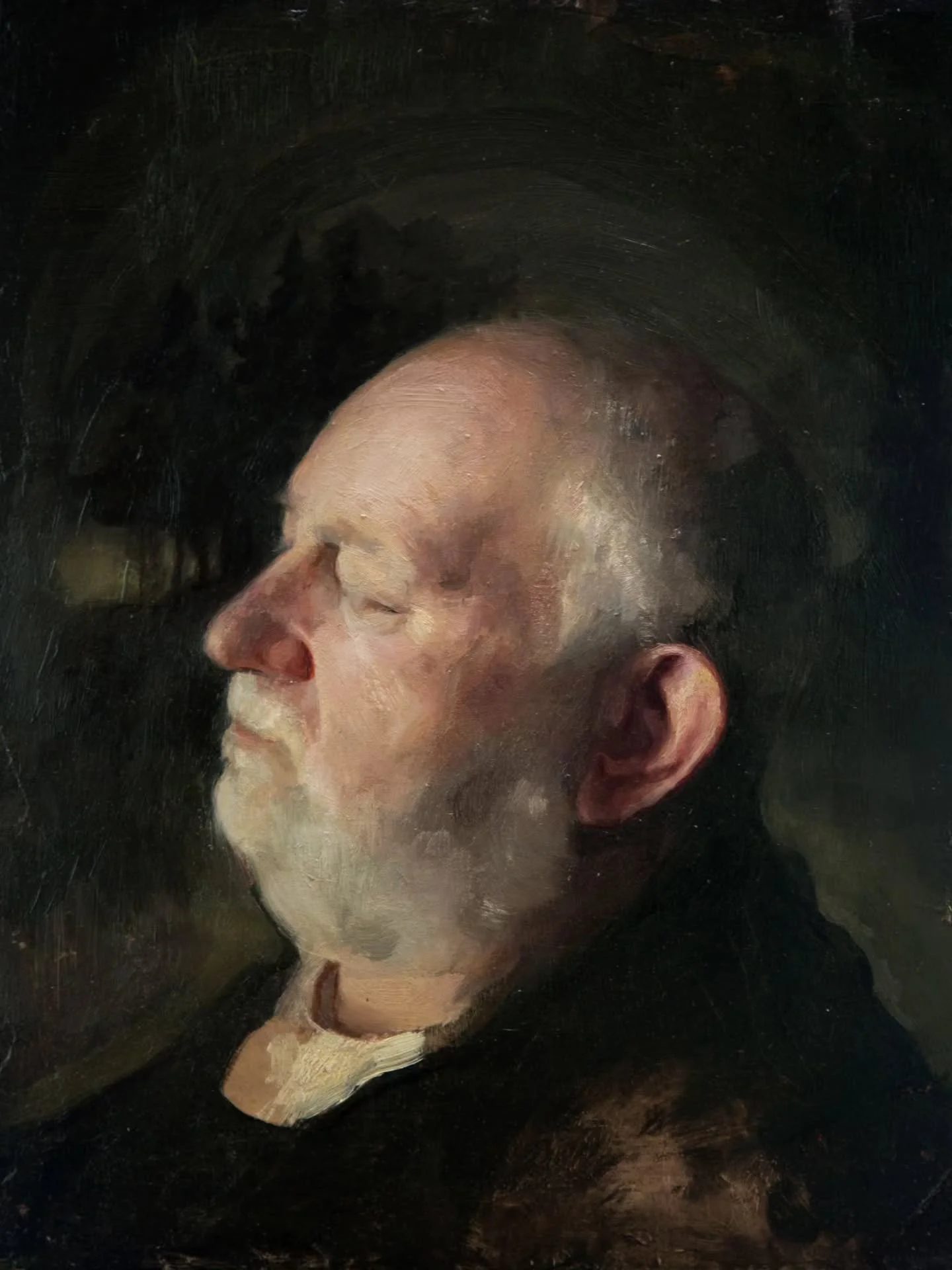 'Portrait of my Father'

The only condition he had for posing was that he was allowed to sleep. Which he did. Instantly.

Painting my dad was so valuable to me. I became more aware of how his face has been changing over the years. Time is continuousl