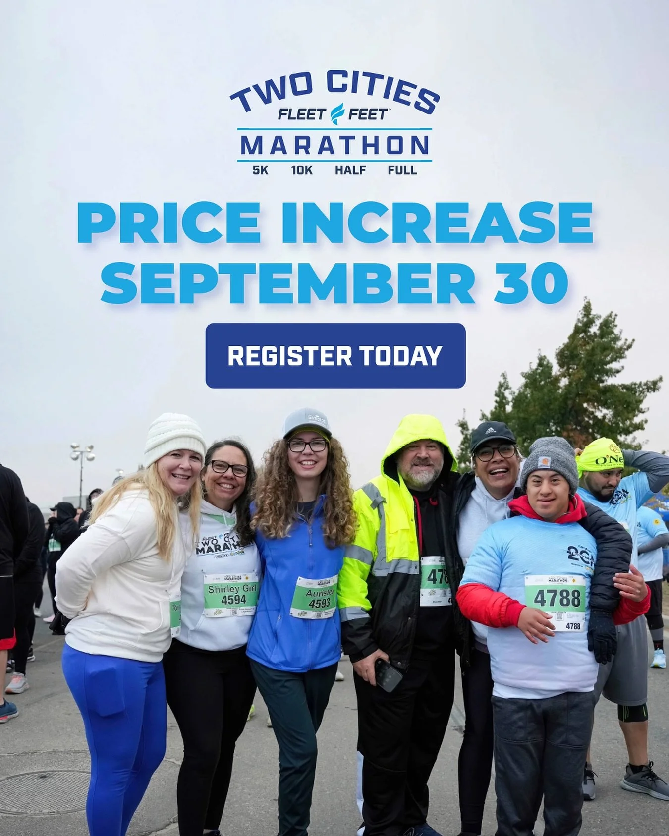 The countdown is on! 🏃&zwj;♀️🏃&zwj;♂️
Race day is getting closer&mdash;and so is our next price increase.

Prices go up September 29th at midnight!

Join us for the Marathon, Half, 10K, or 5K and be part of Fresno &amp; Clovis&rsquo; biggest race w