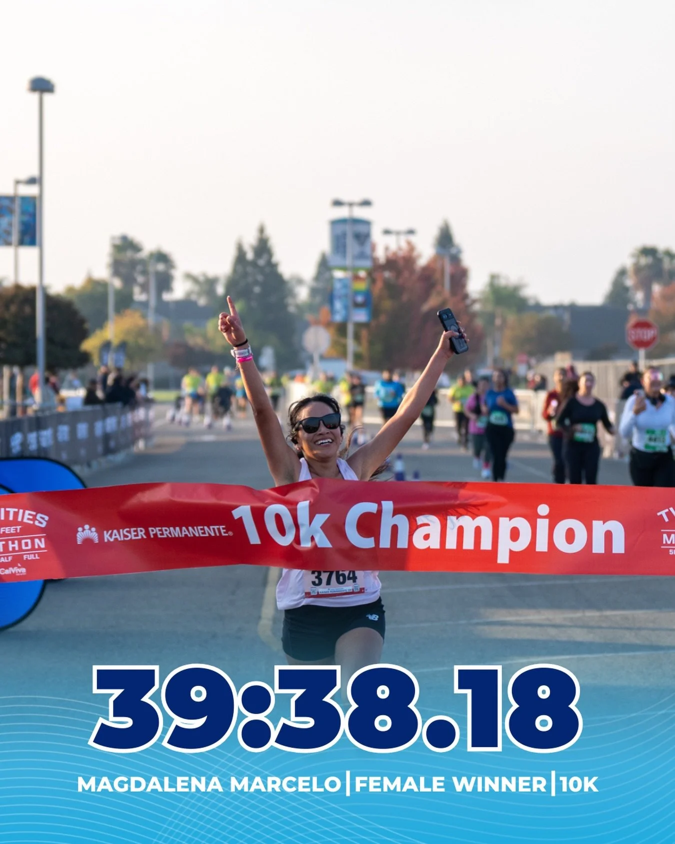 Congratulations to Magdalena Marcelo, the woman&rsquo;s winner of the 2025 Kaiser Permanente 10k, finishing with a time of 39:38:18! 🎉🏅