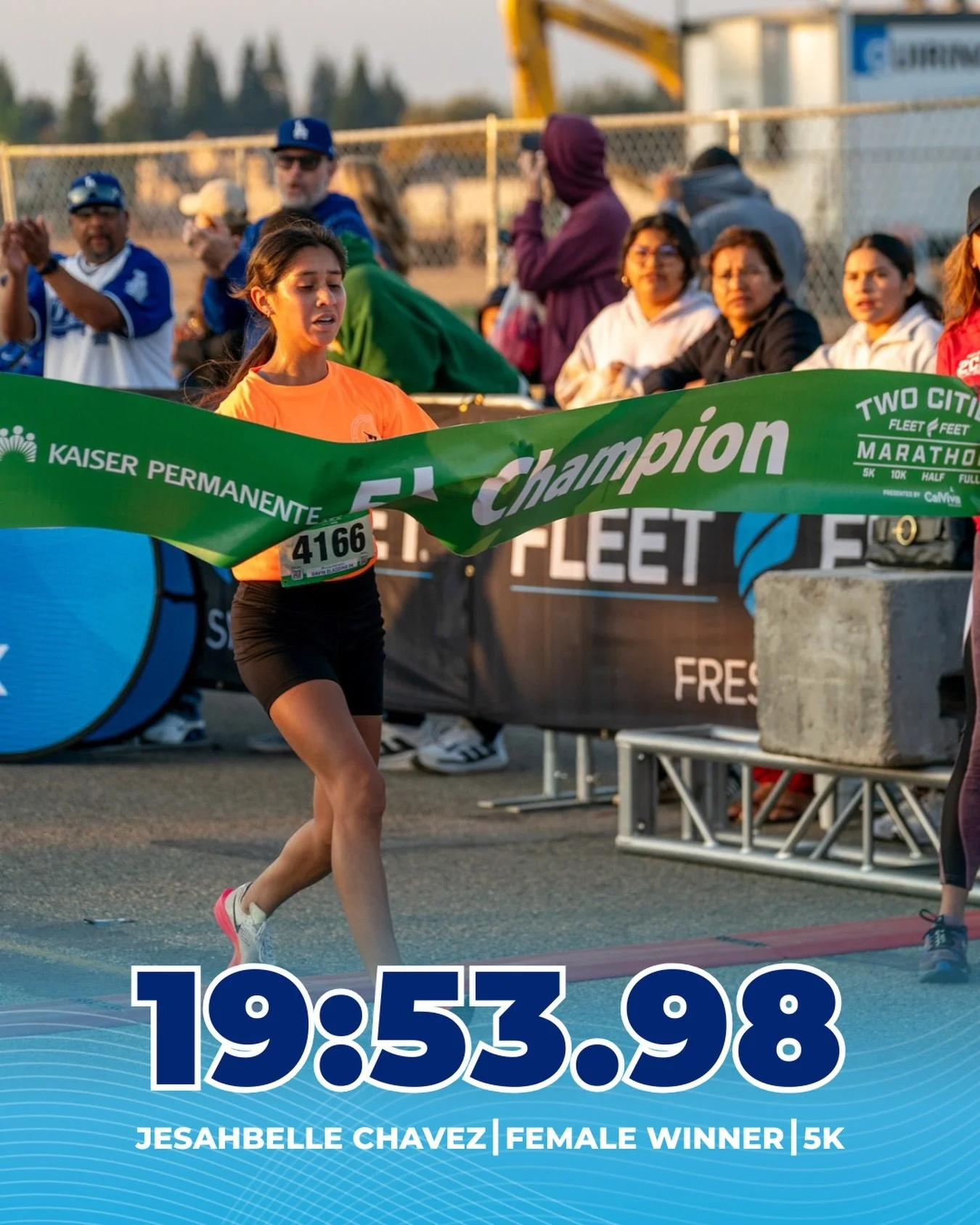 Congratulations to Jesahbelle Chavez, the female winner of the 2025 Kaiser Permanente 5k Gavin Gladding Run, finishing with a time of 19:53:98! 🎉🏅