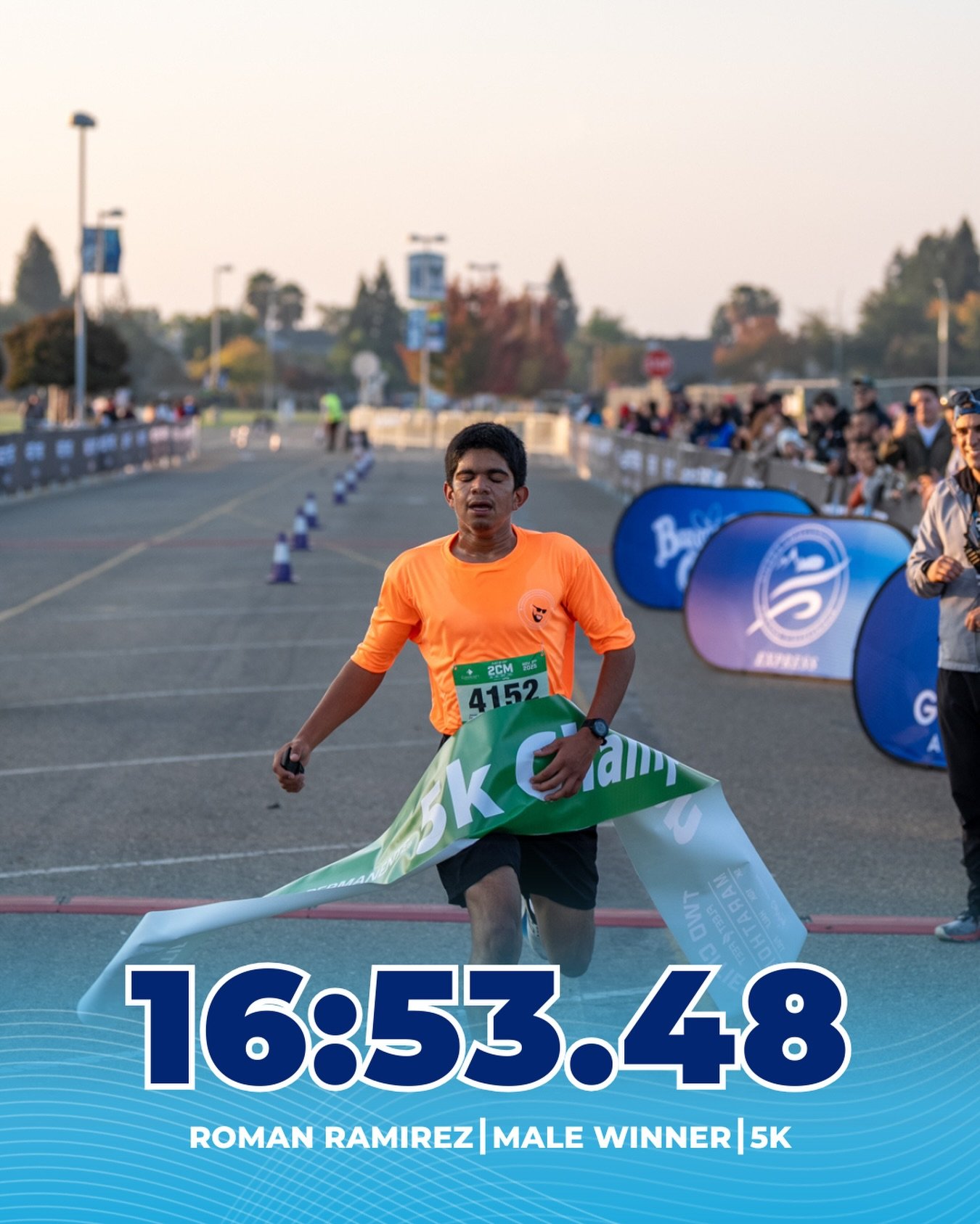 Congratulations to Roman Ramirez, the men&rsquo;s open winner of the 2025 Kaiser Permanente 5k Gavin Gladding Run, finishing with a time of 16:53:48! 🎉🏅