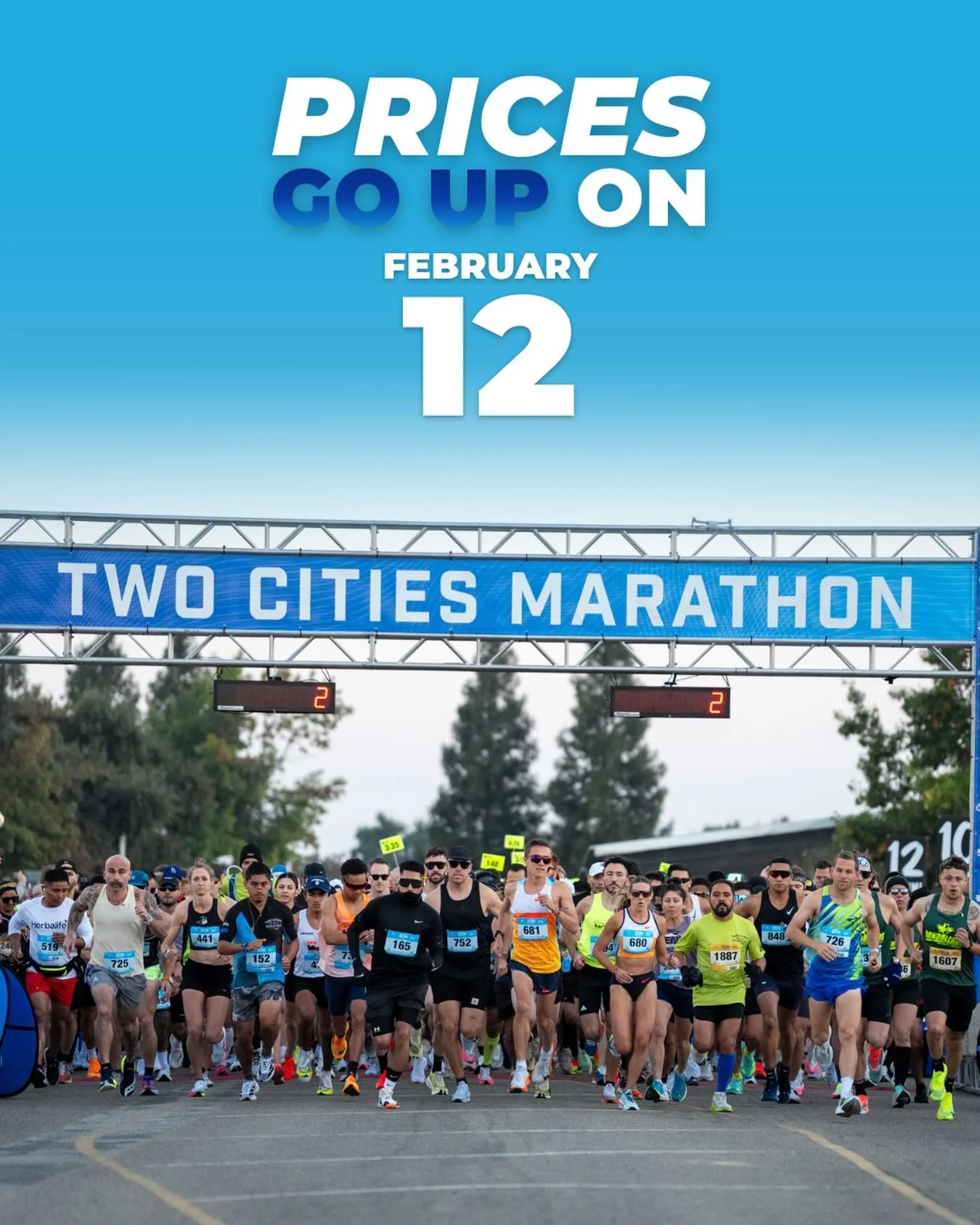 Your 2026 race season starts here🏃&zwj;♂️🏃&zwj;♀️ 
Prices increase February 12&mdash;now&rsquo;s the time to commit to the start line!

Register today at Run2CM.com
