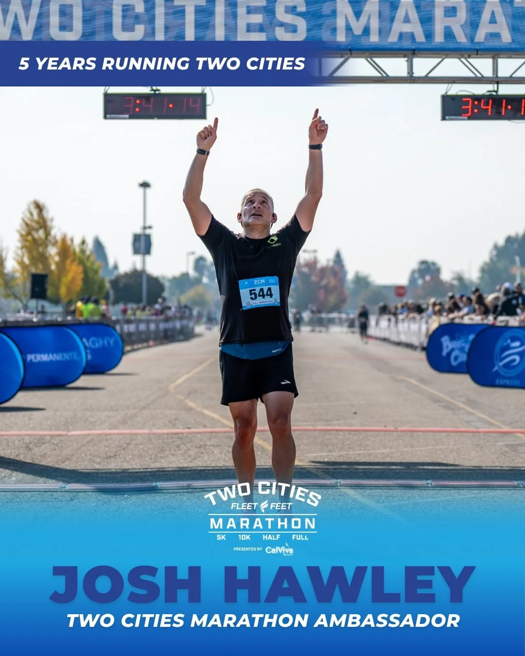 Meet Josh Hawley, one of our returning Two Cities Marathon ambassadors for 2026! 🏃&zwj;♂️🎉

&ldquo;My name is Josh Hawley and I&rsquo;m thankful for Chris, my wife of 30 years (college sweethearts) and our sons Noah, Sam and Gabe. I&rsquo;m a Fresn