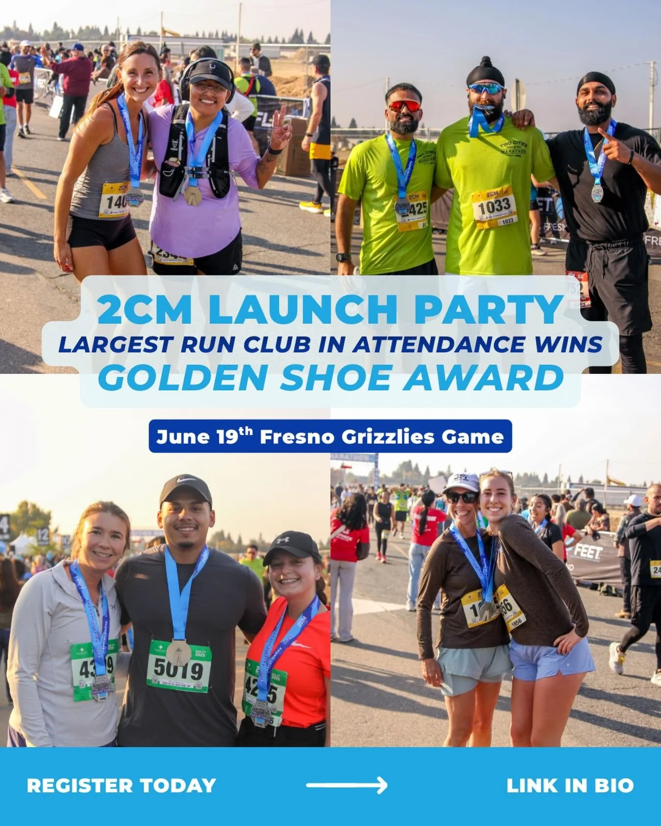 Have you registered for the 2CM Launch Party yet? ⚾️🏃&zwj;♀️🏃&zwj;♂️

Join us June 19 at the Grizzlies game as we kick off training season, connect with the running community, and get excited for race day. Shirts are limited, so register today!

Pa