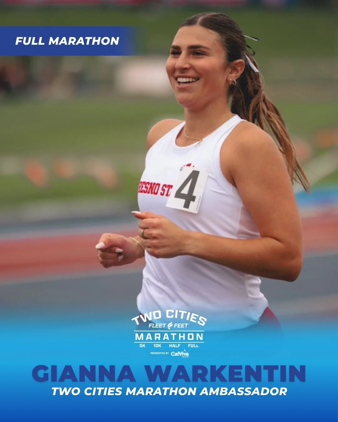 Meet Gianna Warkentin, one of our 2026 Two Cities Marathon ambassadors!🏃&zwj;♀️🎉

We asked Gianna why she&rsquo;s excited to be a 2CM Ambassador: &ldquo;I am excited to be a 2CM ambassador because&nbsp;I love our city and how this race brings every