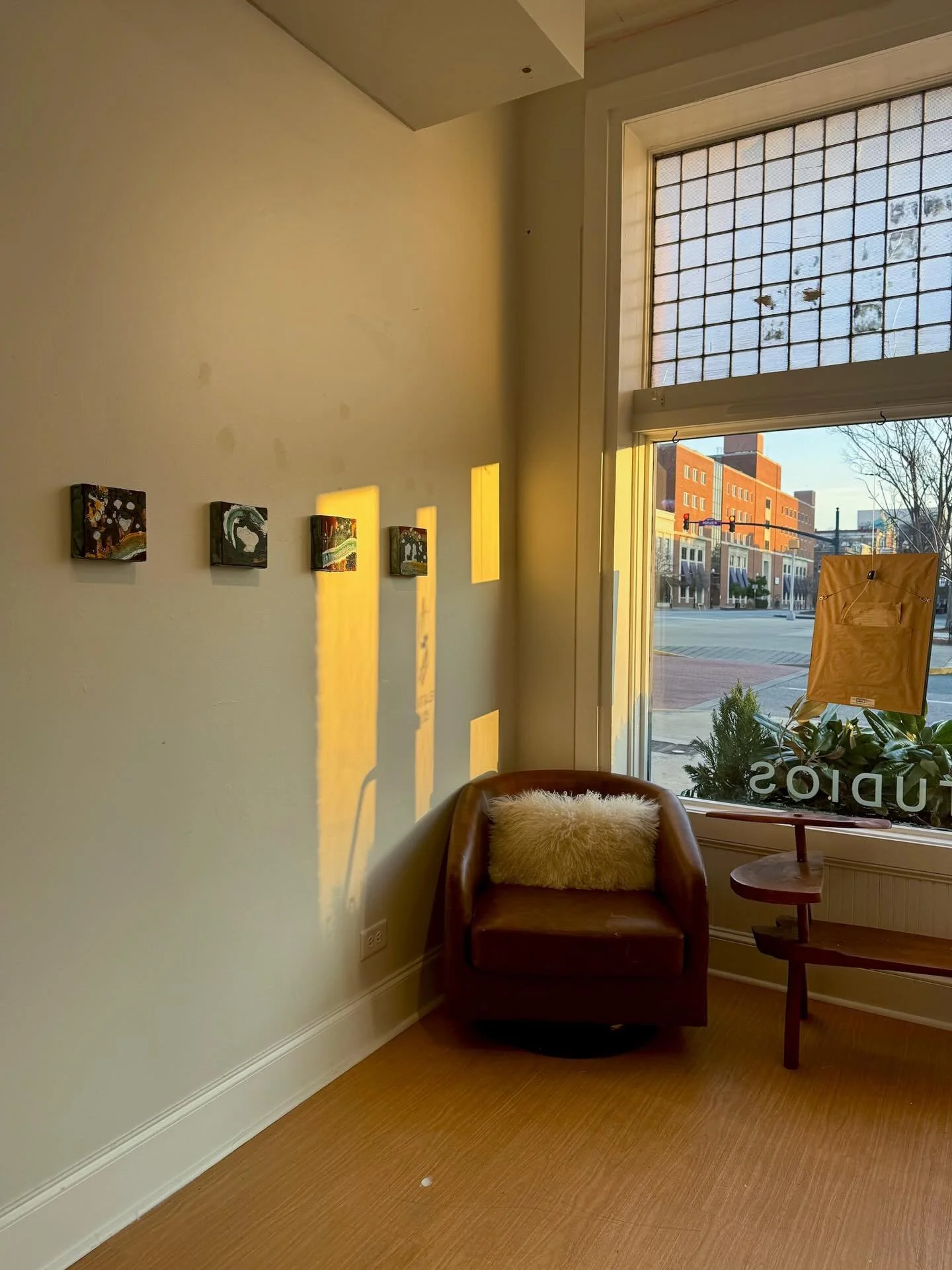 #57- #60 in the morning light. 

This four part composition has been collected and will soon head to the mountains of South Carolina. 

It&rsquo;s a pleasure to see the work placed far beyond these walls. 

On view in the light of downtown Macon thro