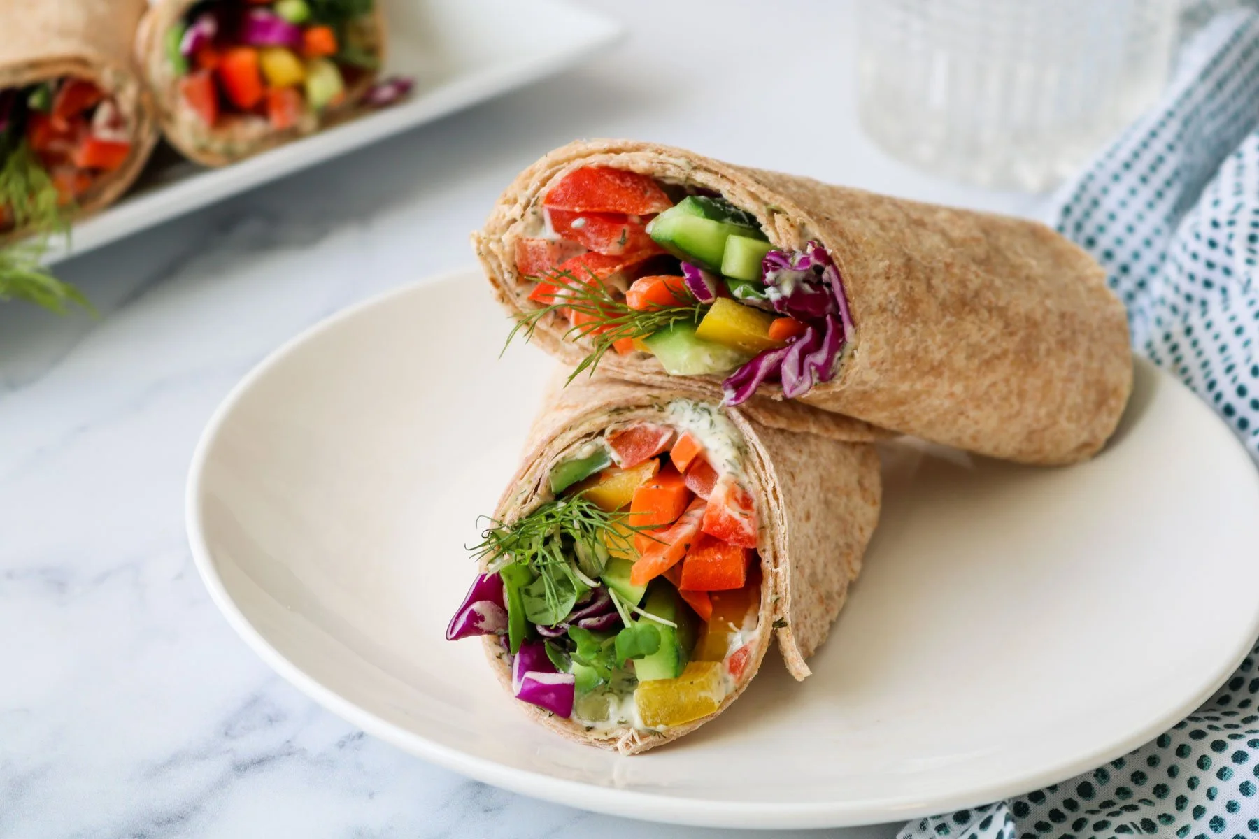 Rainbow veggie wrap (approx. 350 cal)