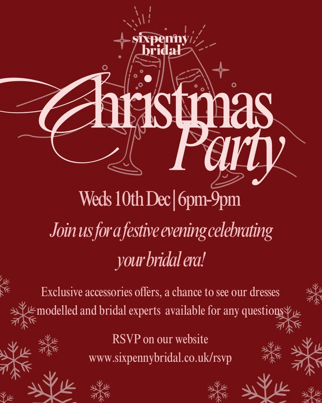 It&rsquo;s the season to sparkle! ✨

We&rsquo;ve had such a fabulous year and we&rsquo;d love to celebrate with you - a thank you to those of you who have supported us so far and an opportunity to meet those of you who want to start your bridal journ