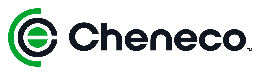 CheneCo logo with a green and black design and text