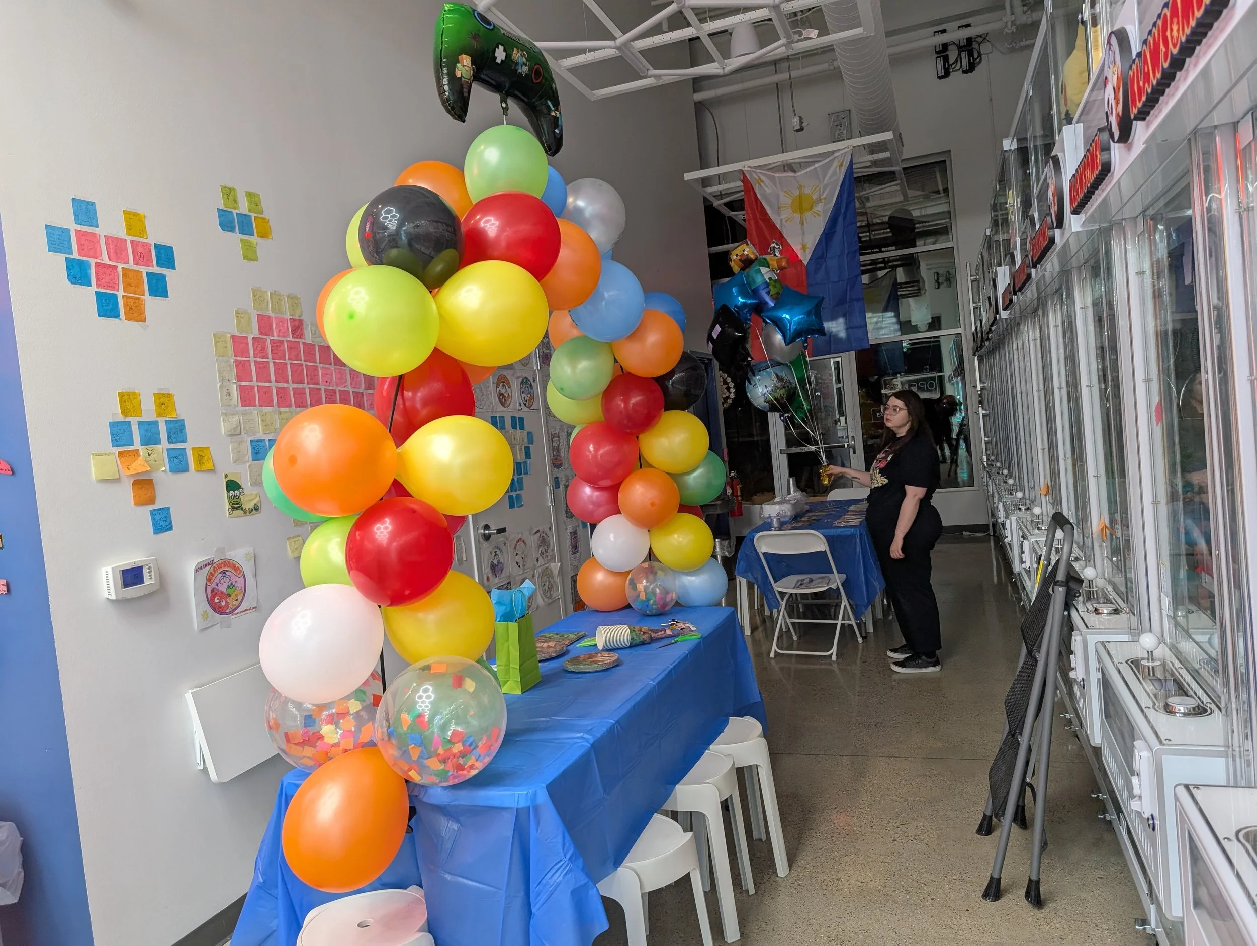 Party setup with claw machines