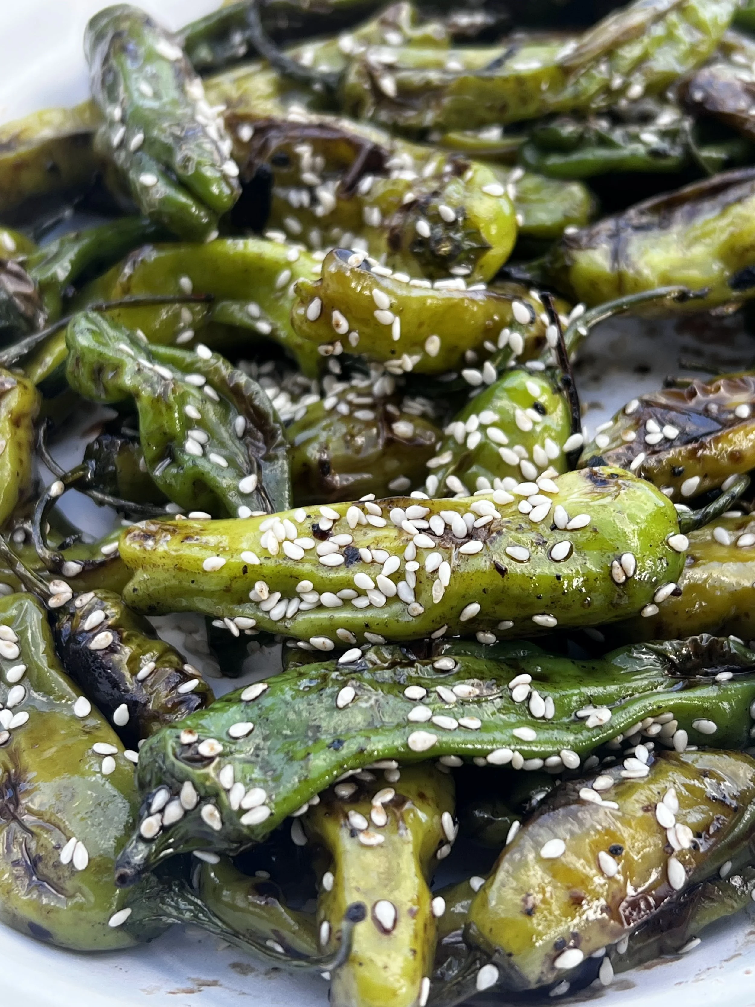 Shishito Peppers with Soy Glaze + Sesame