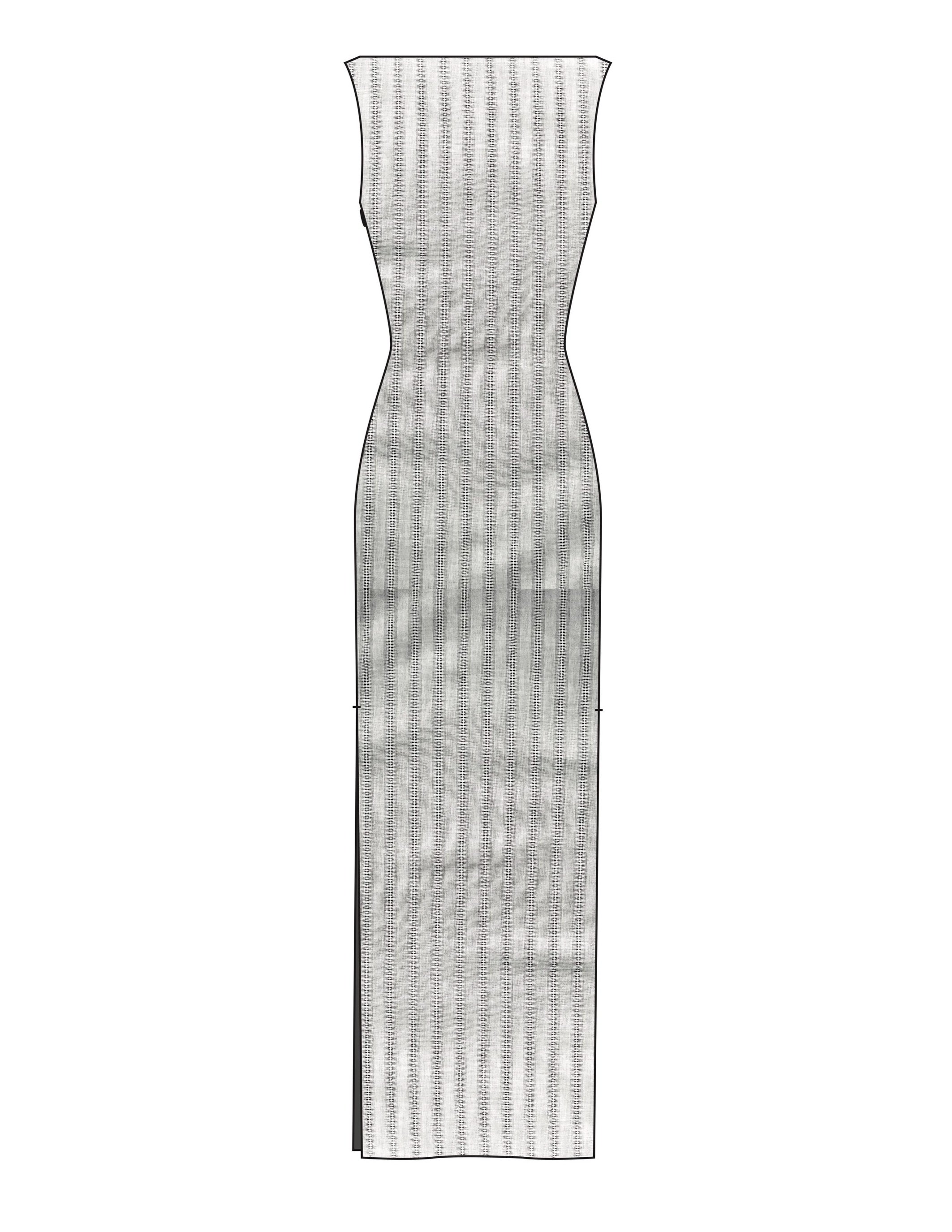 Moondance Dress in White Sheer Stripe