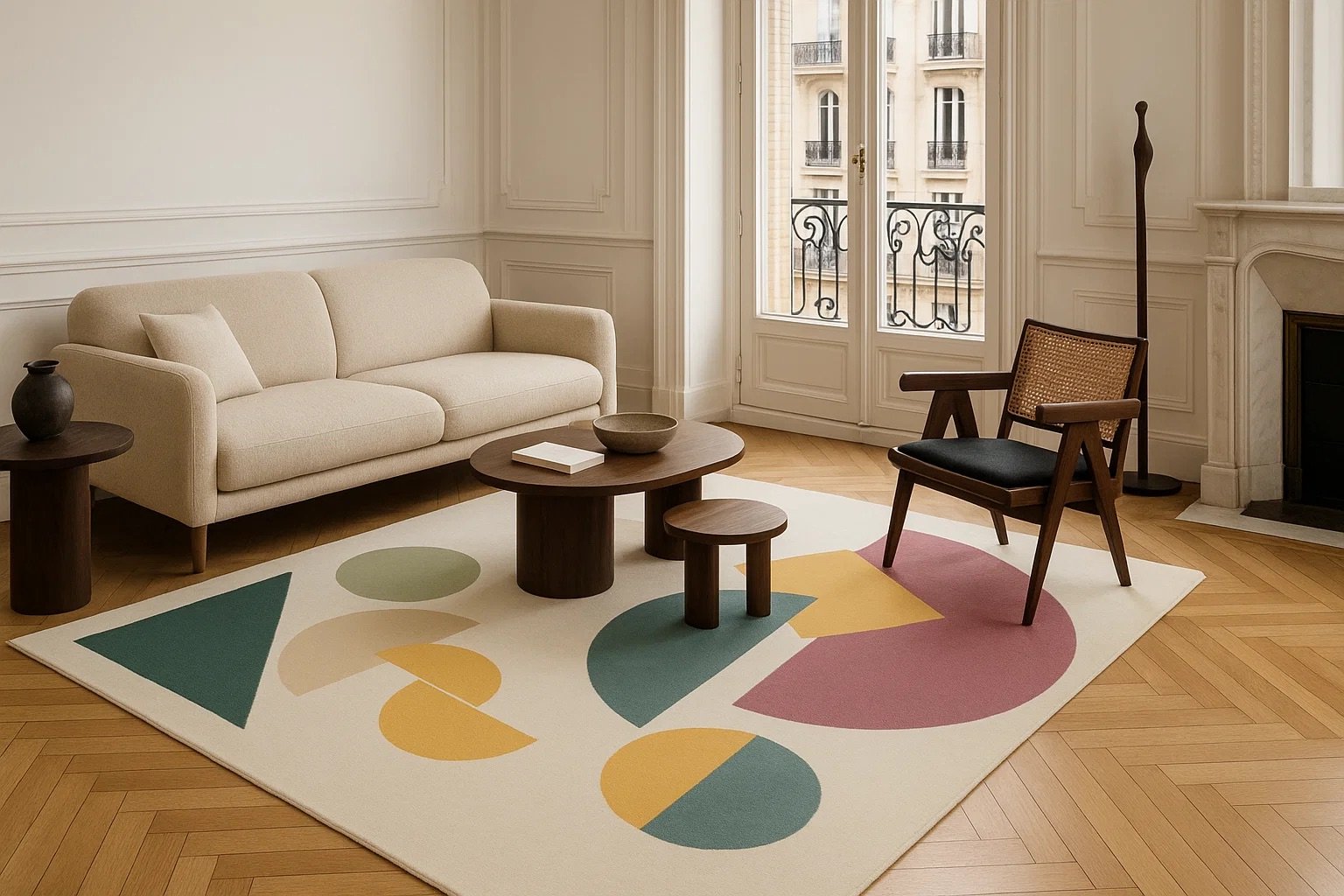 Design : Marais TC24115-2
Laine et Tencel
7 couleurs au choix
Réalisé en : 220 x 260 cm
Dimensions et forme adaptables