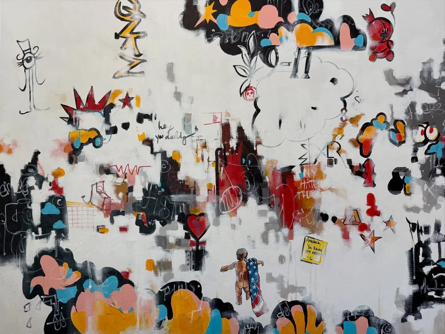 My newest. &ldquo;New York&rdquo; 
30x40&rdquo; Acrylic on Canvas 

#abstractartwork #political #newyork #artistsofinstagram #abstractart #grafittiart #streetart #newpainting