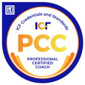 PCC Professional Certified Coach badge with colorful design