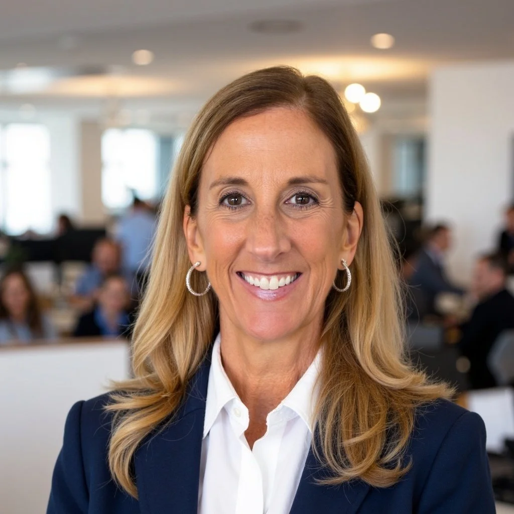 Smiling person with shoulder-length hair in a black and white photo