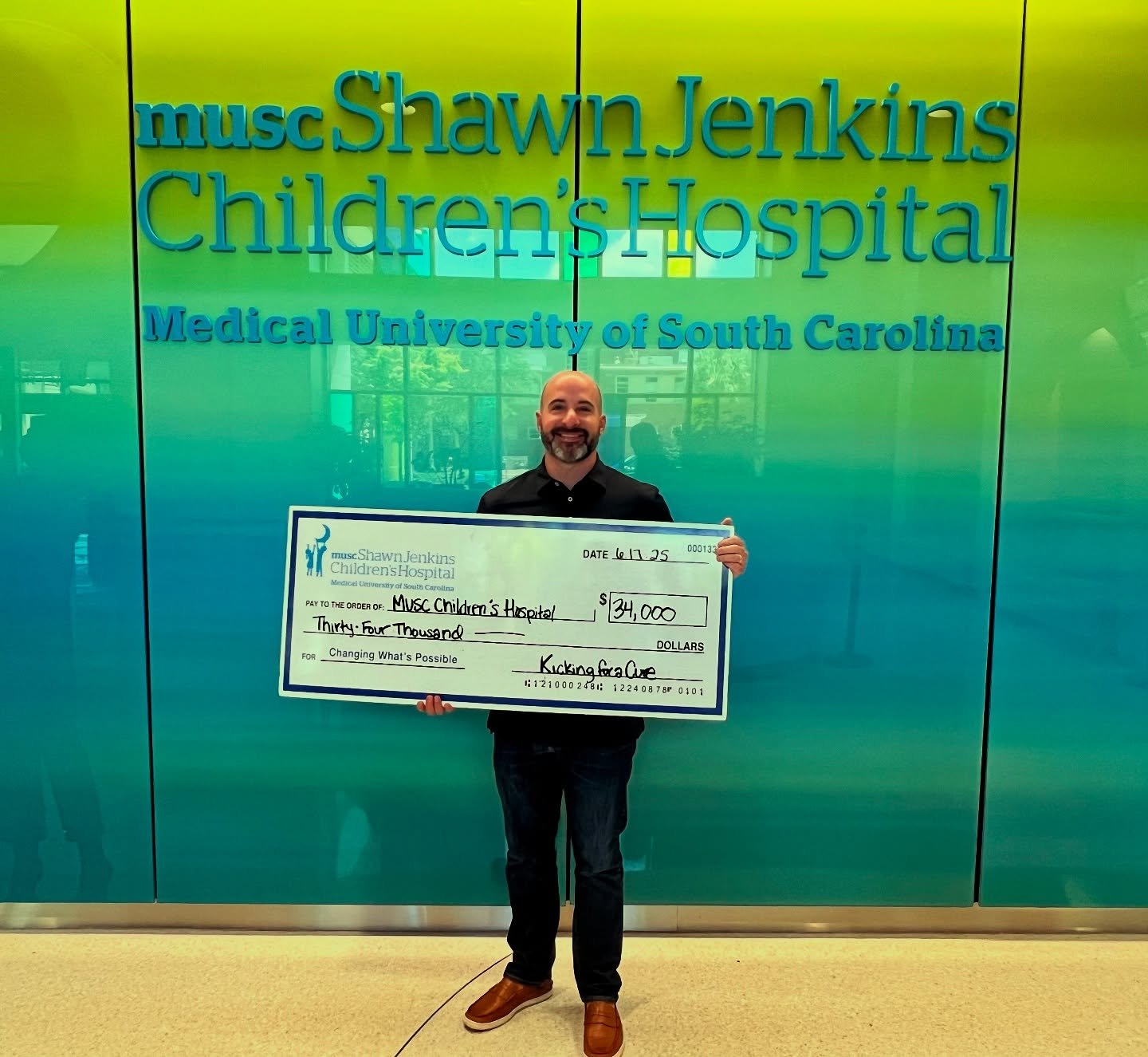 Several months after our annual Kicking For a Cure fundraiser, we finally had the honor of presenting this year&rsquo;s check to @musckids Children&rsquo;s Hospital! 💙

Thanks to the incredible efforts of our students, team members, and generous bus
