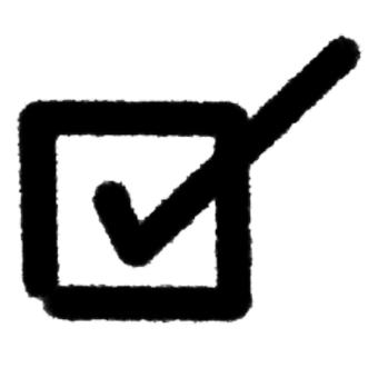 Hand-drawn checkmark in a checkbox icon