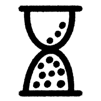 Simple illustration of an hourglass with sand flowing down