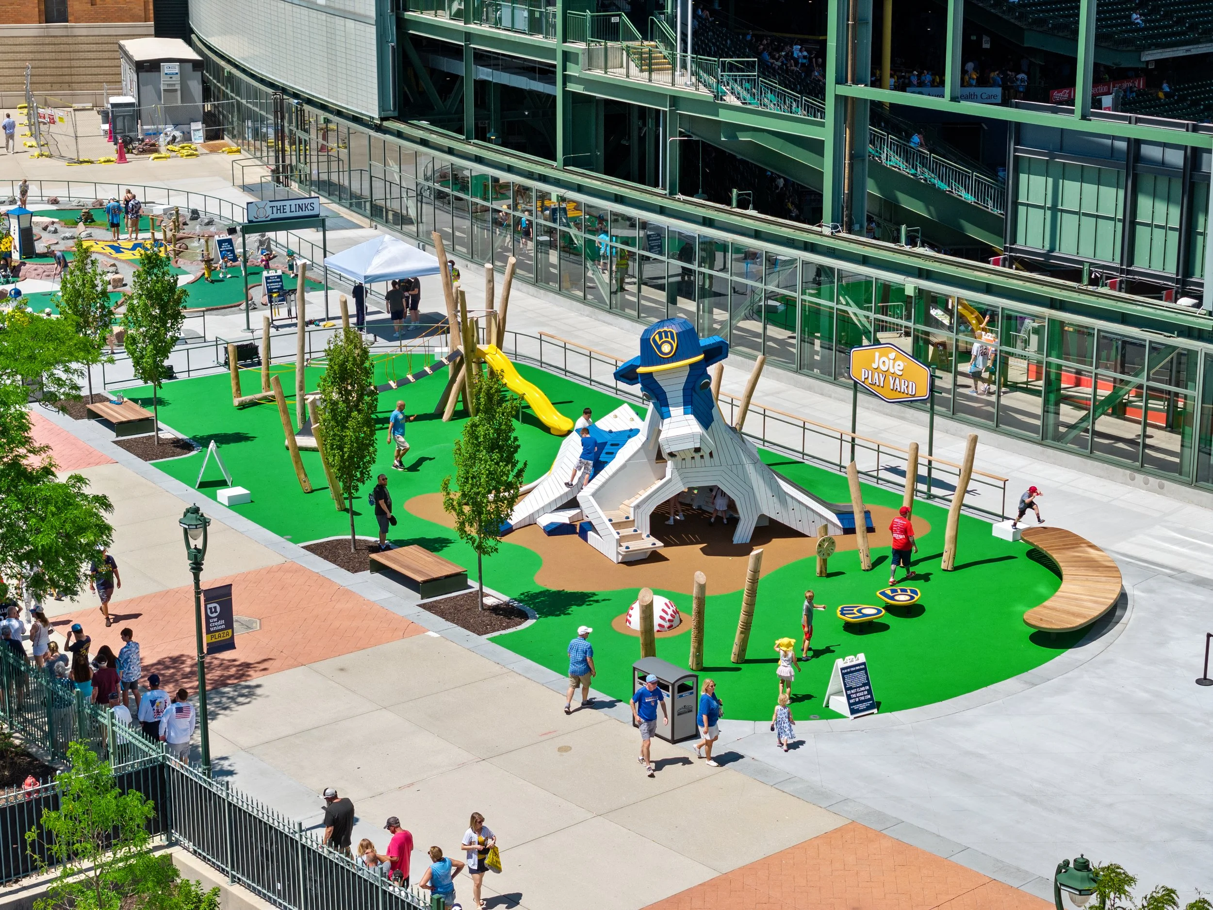 Joie Play Yard AmFam Park at Brewer's Stadium built by Midwest Playscapes