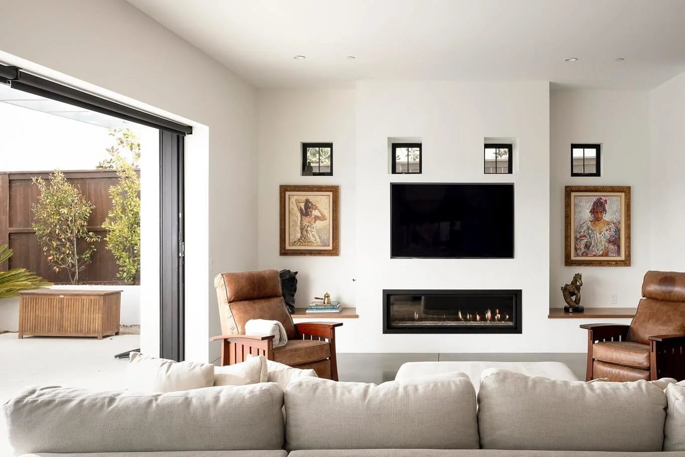 In Southern California outdoor living is a must.  Here we installed Arcadia pocket doors on either end of the house with a flush threshold for that maximum indoor/outdoor vibe.