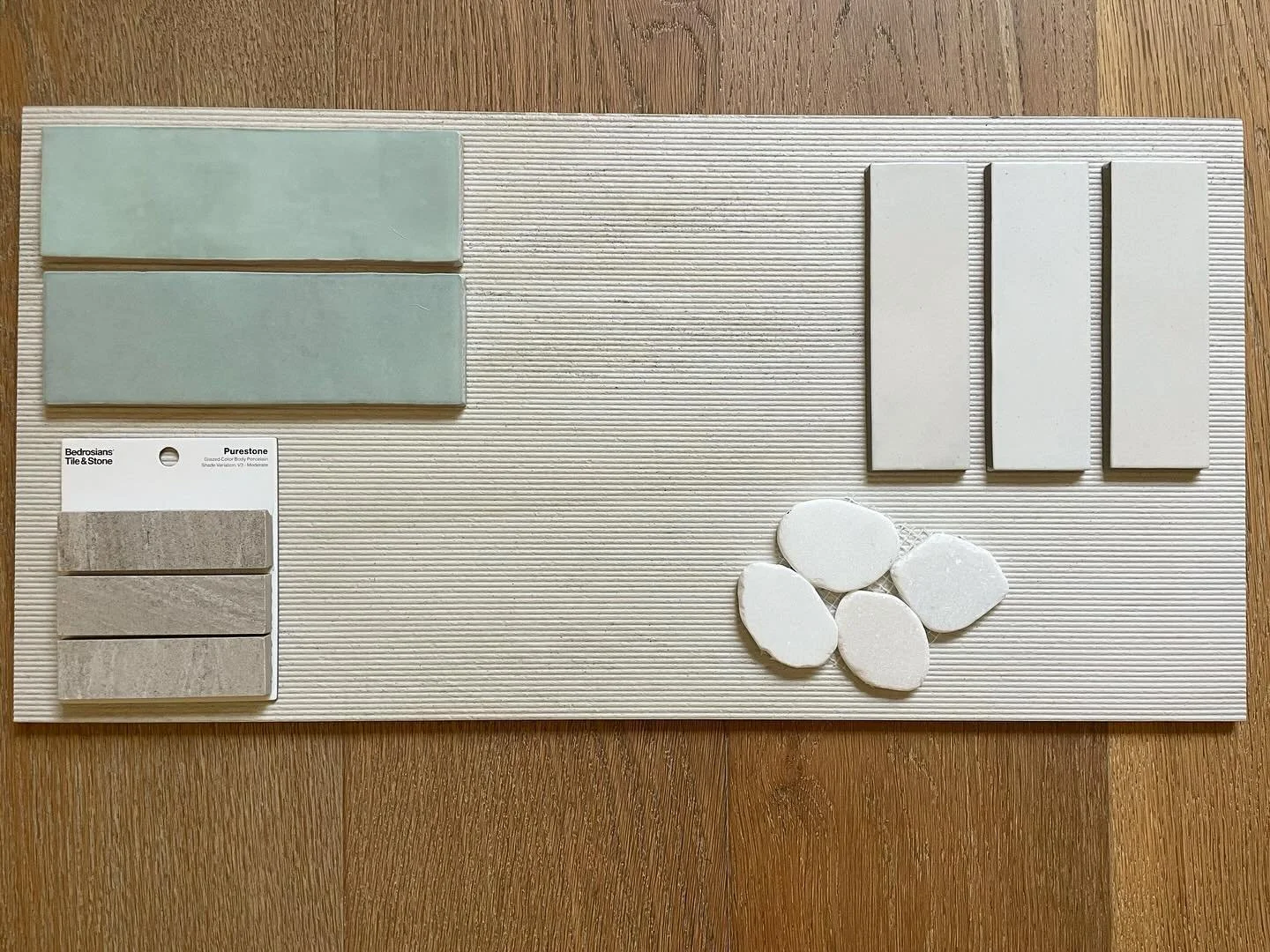 Flat lay for a bathroom remodel.  Client&rsquo;s inspiration: the beach. So great for a calming retreat! What&rsquo;s your dream bathroom inspo?