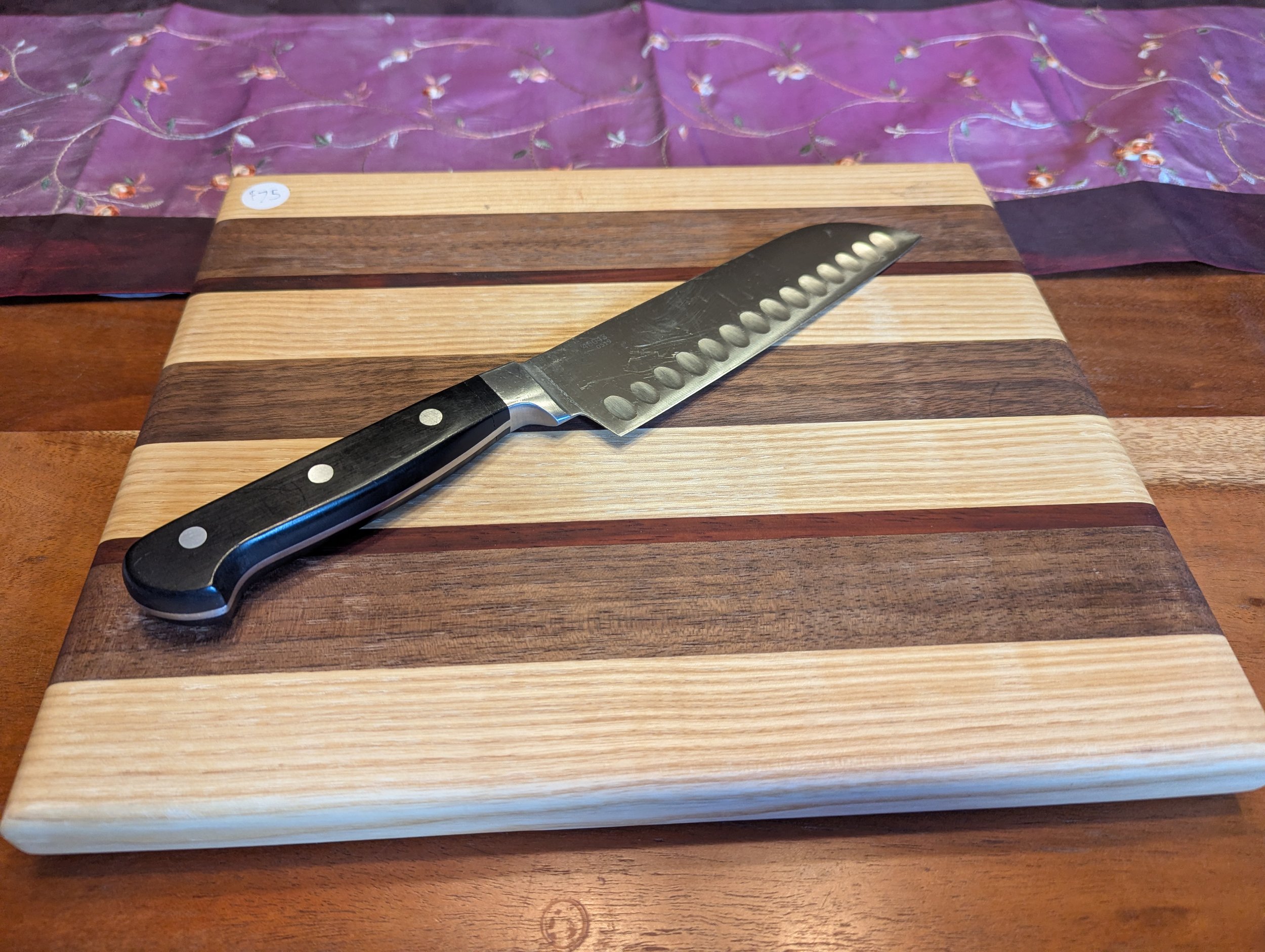 Walnut, Padauk, and Ash Cutting Board (12.75"x10.75"x1")