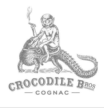 Une illustration d'un crocodile avec un visage humain, assis sur une créature mi-homme mi-animal, tenant une cigarette.