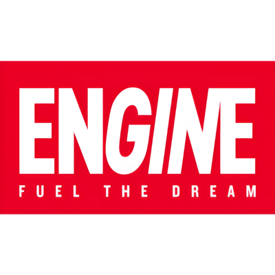 Logo rouge avec le mot "ENGINE" en blanc et la phrase "FUEL THE DREAM" en dessous.