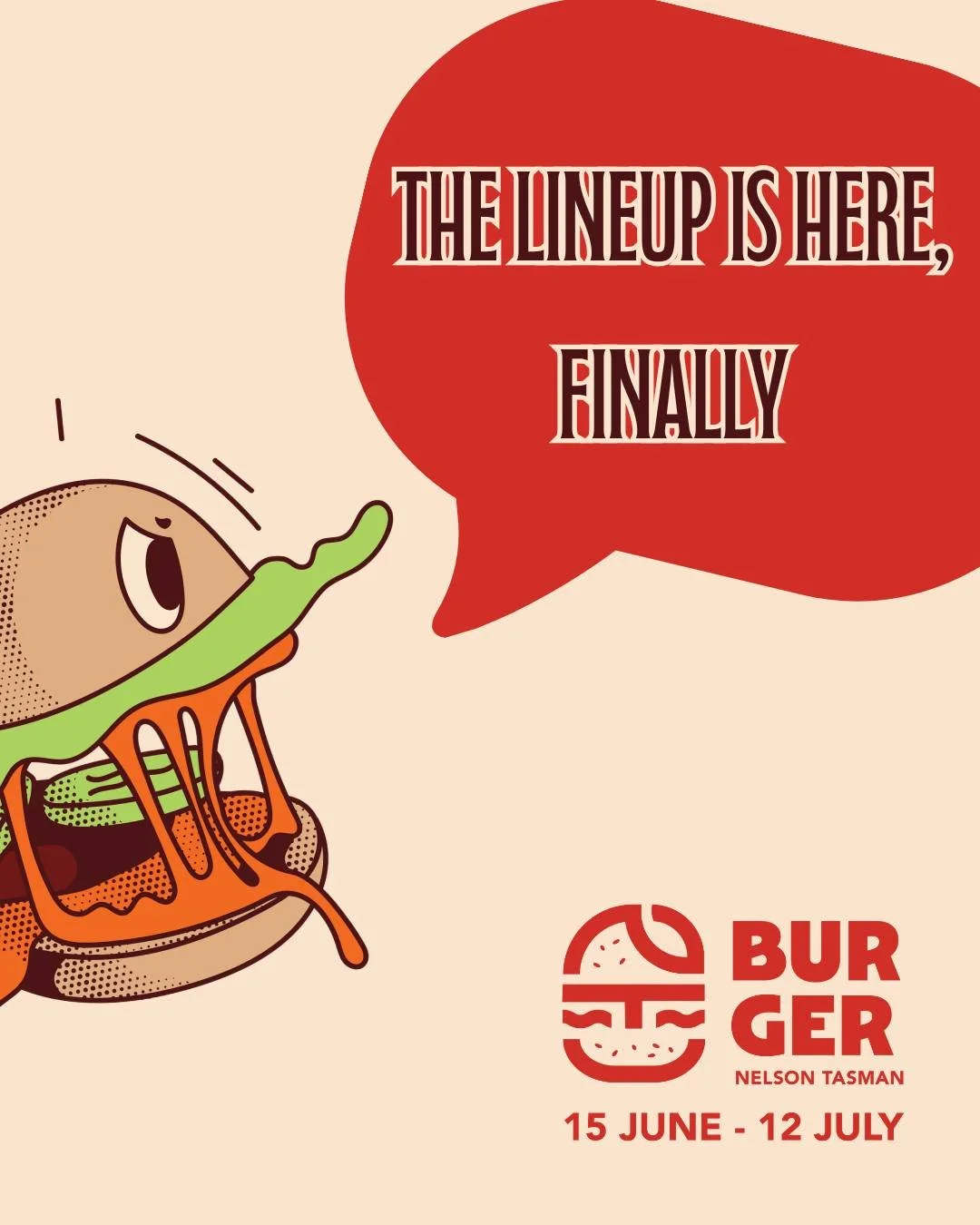 🍔 The lineup is here. Finally.

Nelson Tasman's burger trail is officially launching 15 June &ndash; 12 July and we want to see you out there working through the lineup.

🔗 Meet the full lineup at burgernelsontasman.nz/burgers

Grab your Burger Pas