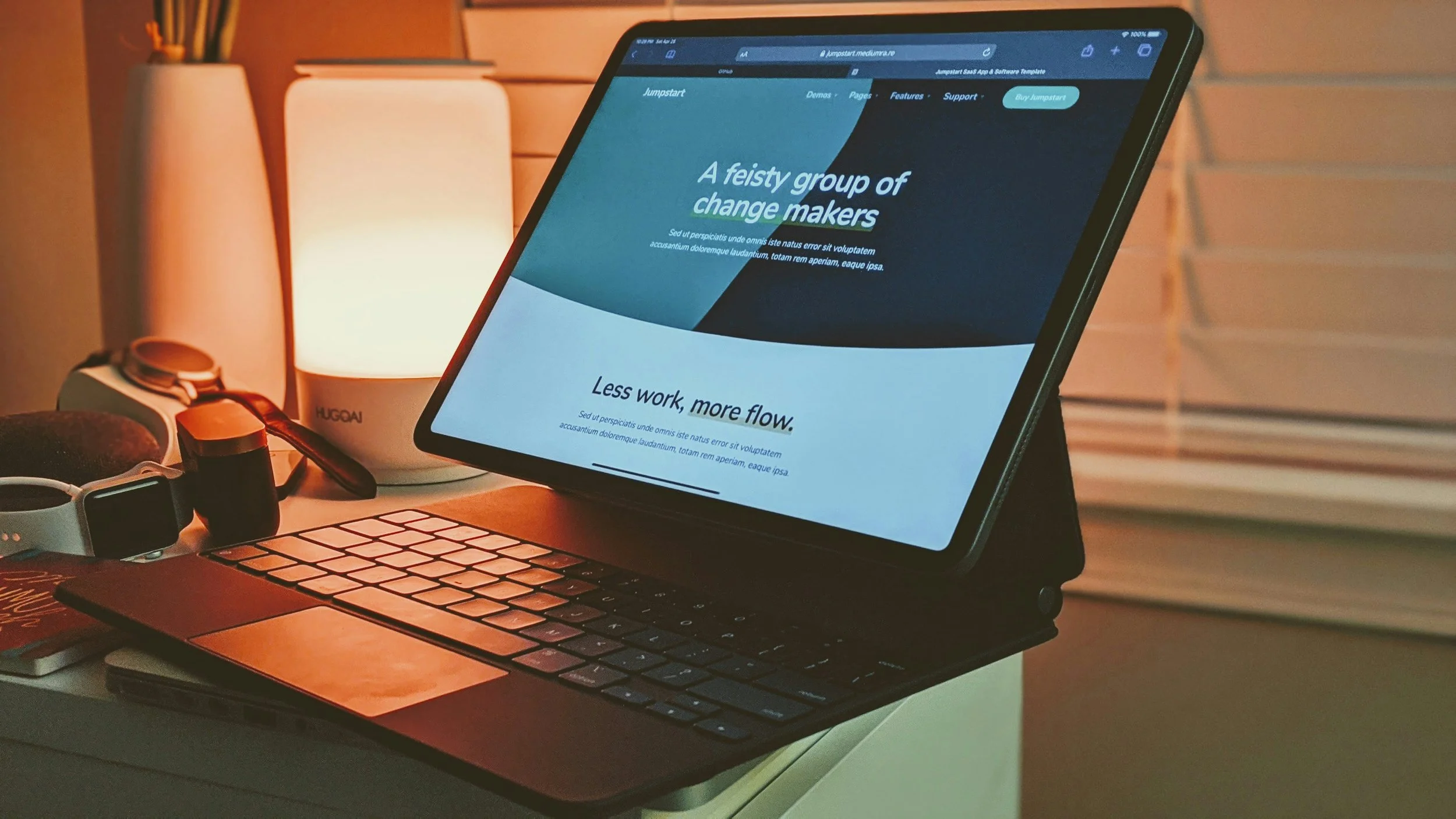 Squarespace website on a tablet on a desk