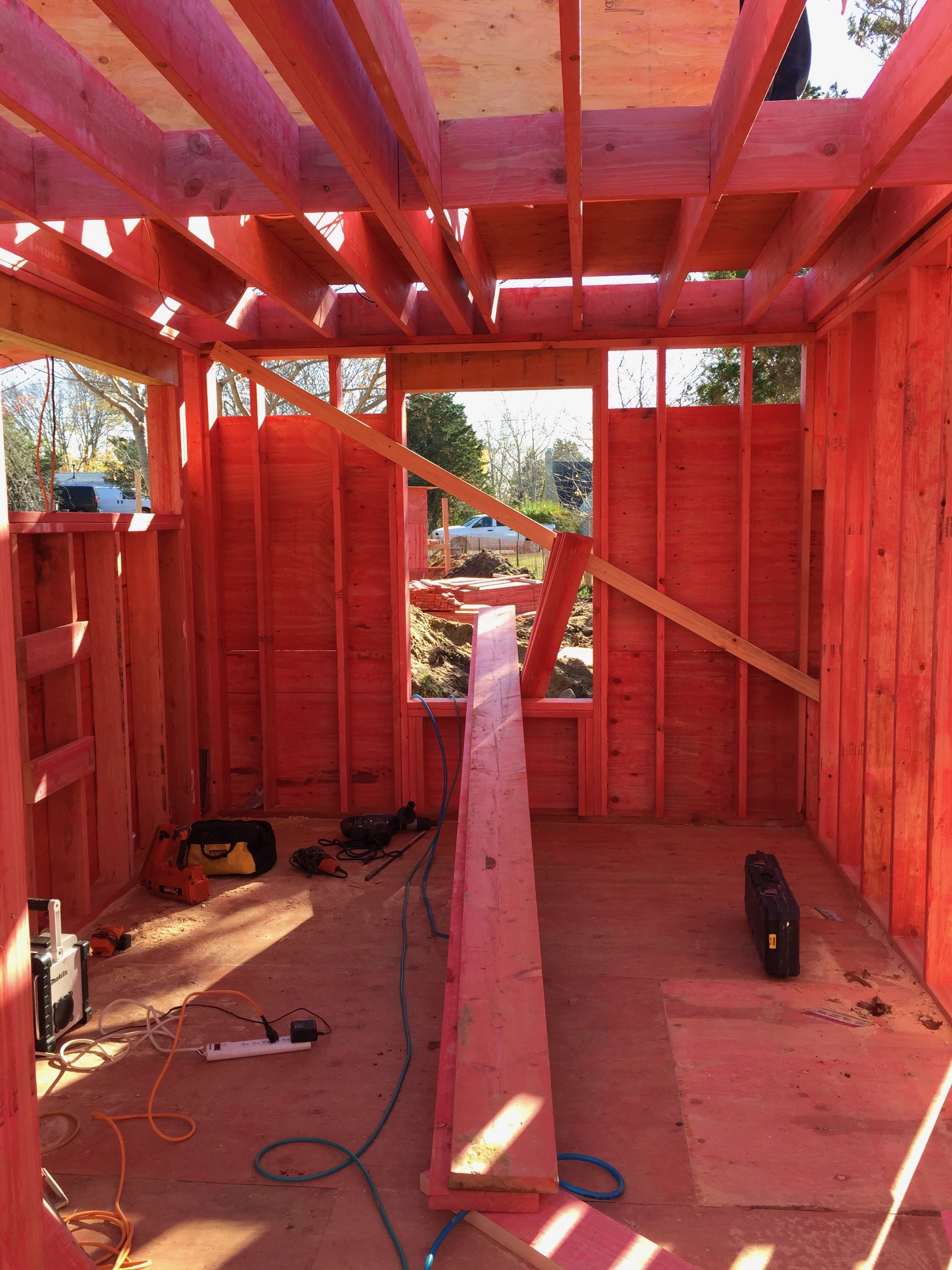 In progress, bedroom fire retardant lumber