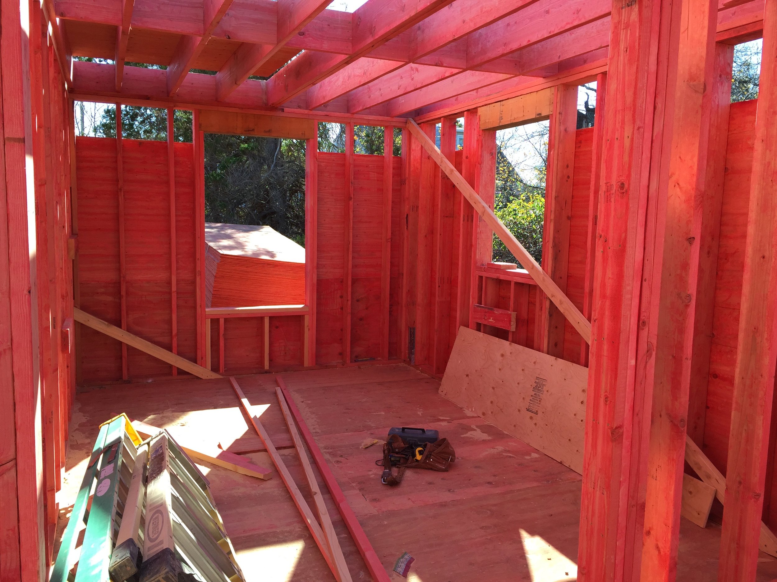 In progress, bedroom fire retardant lumber