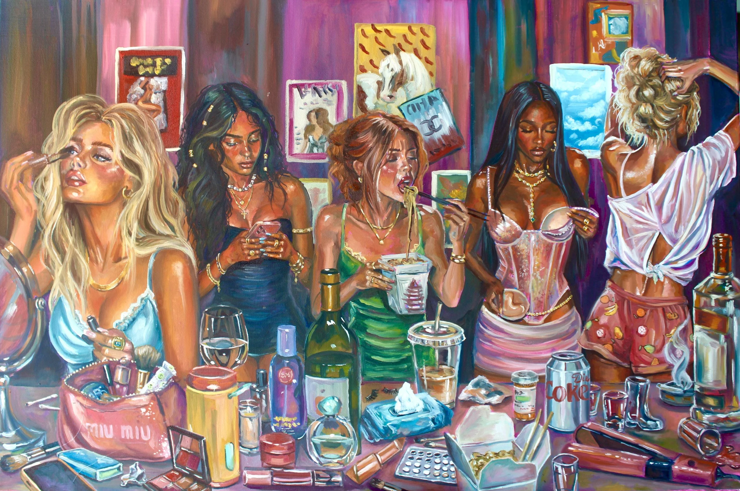 "Hot Mess", oil and acrylic on canvas, 40"x30"