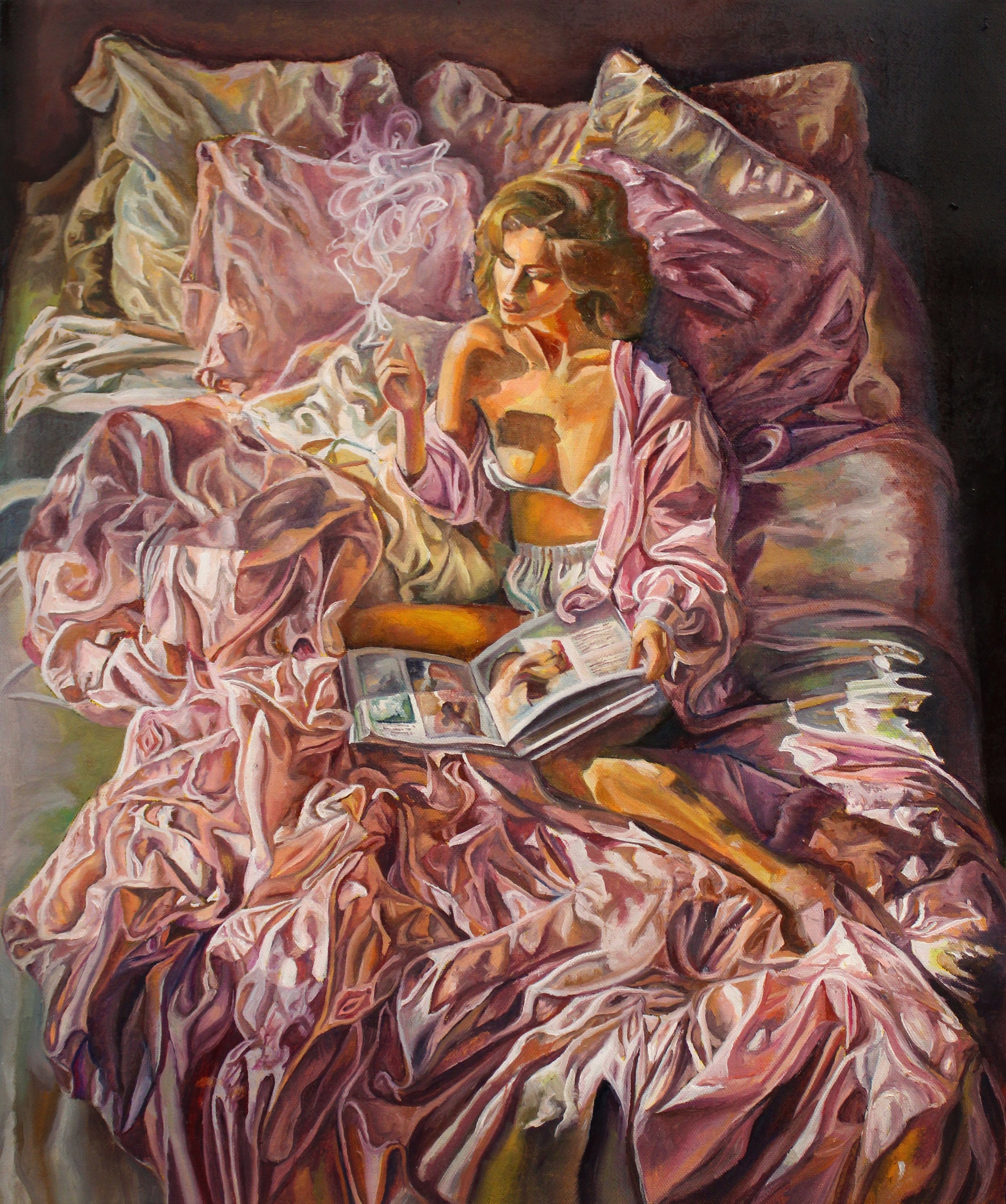 “Where She Lingers”, oil and acrylic on canvas, 20”x24”