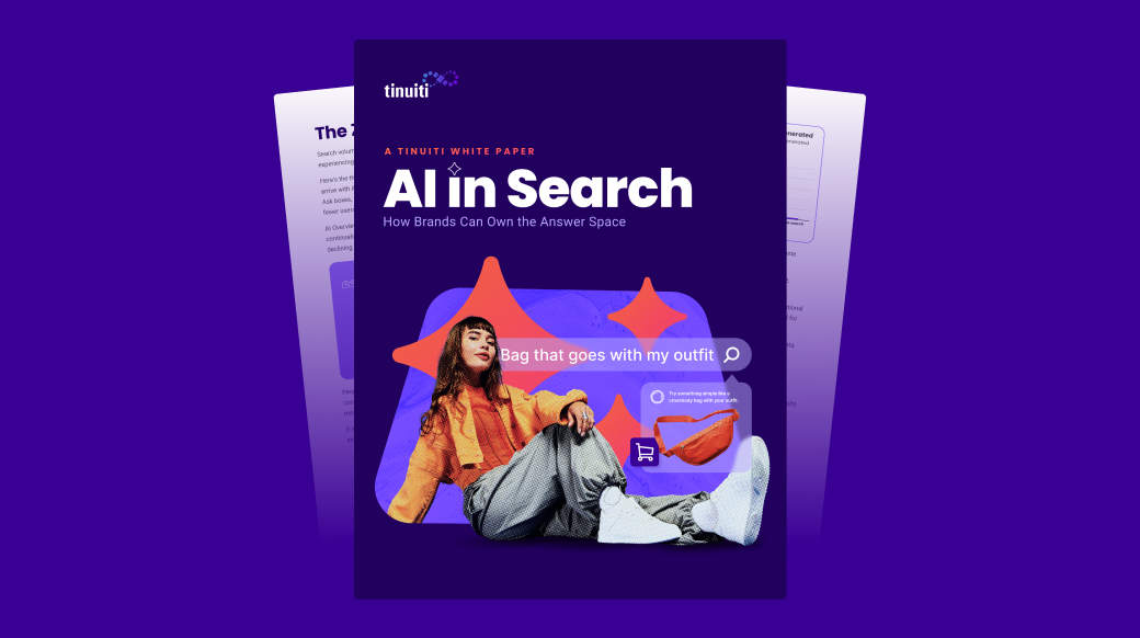 The cover image of a white paper titled, AI in Search: How Brands Can Own the Answer Space
