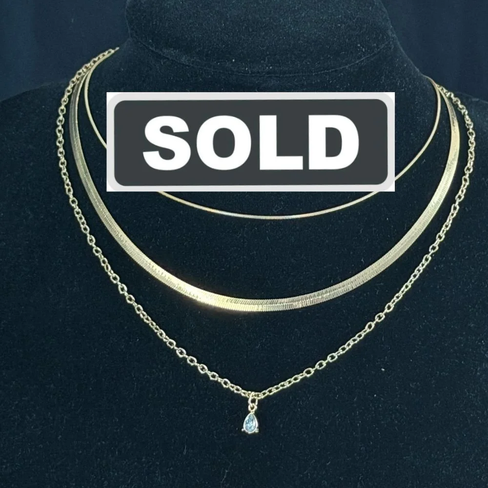 Gold-Tone Layered Necklace Set – 3 Pieces, New