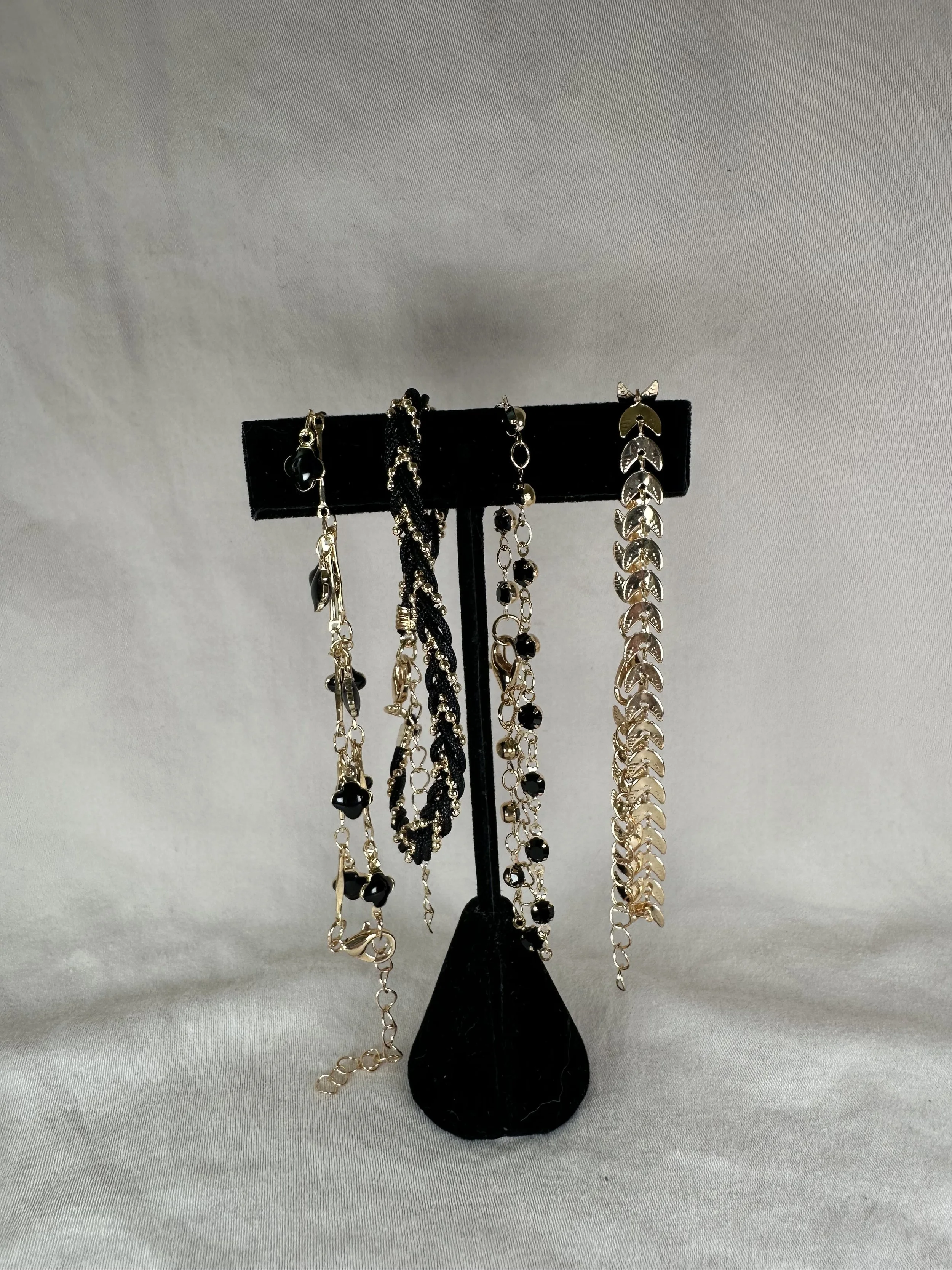 Black & Gold-Tone Bracelet Set – 4 Pieces