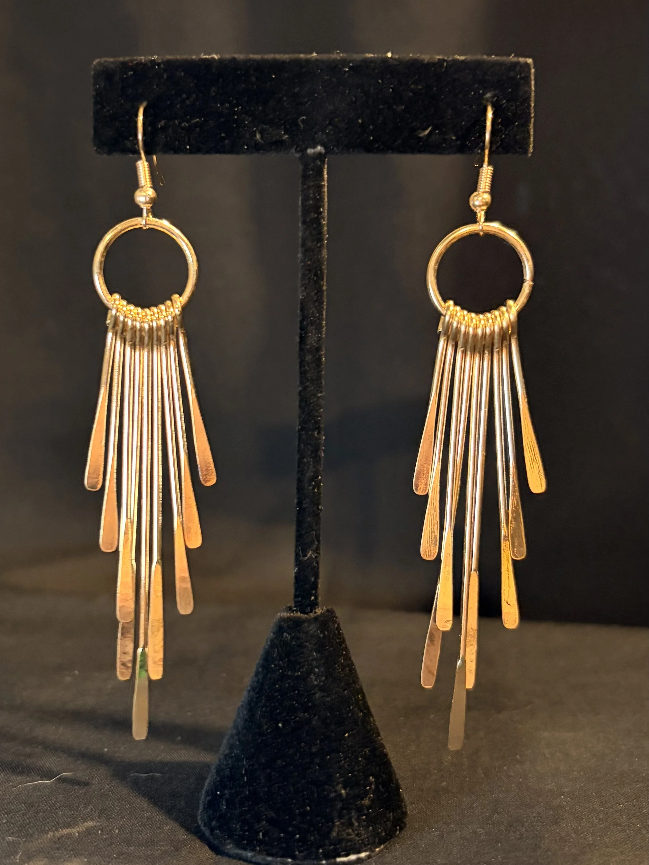 Gold-Tone Hoop & Bar Tassel Drop Earrings
