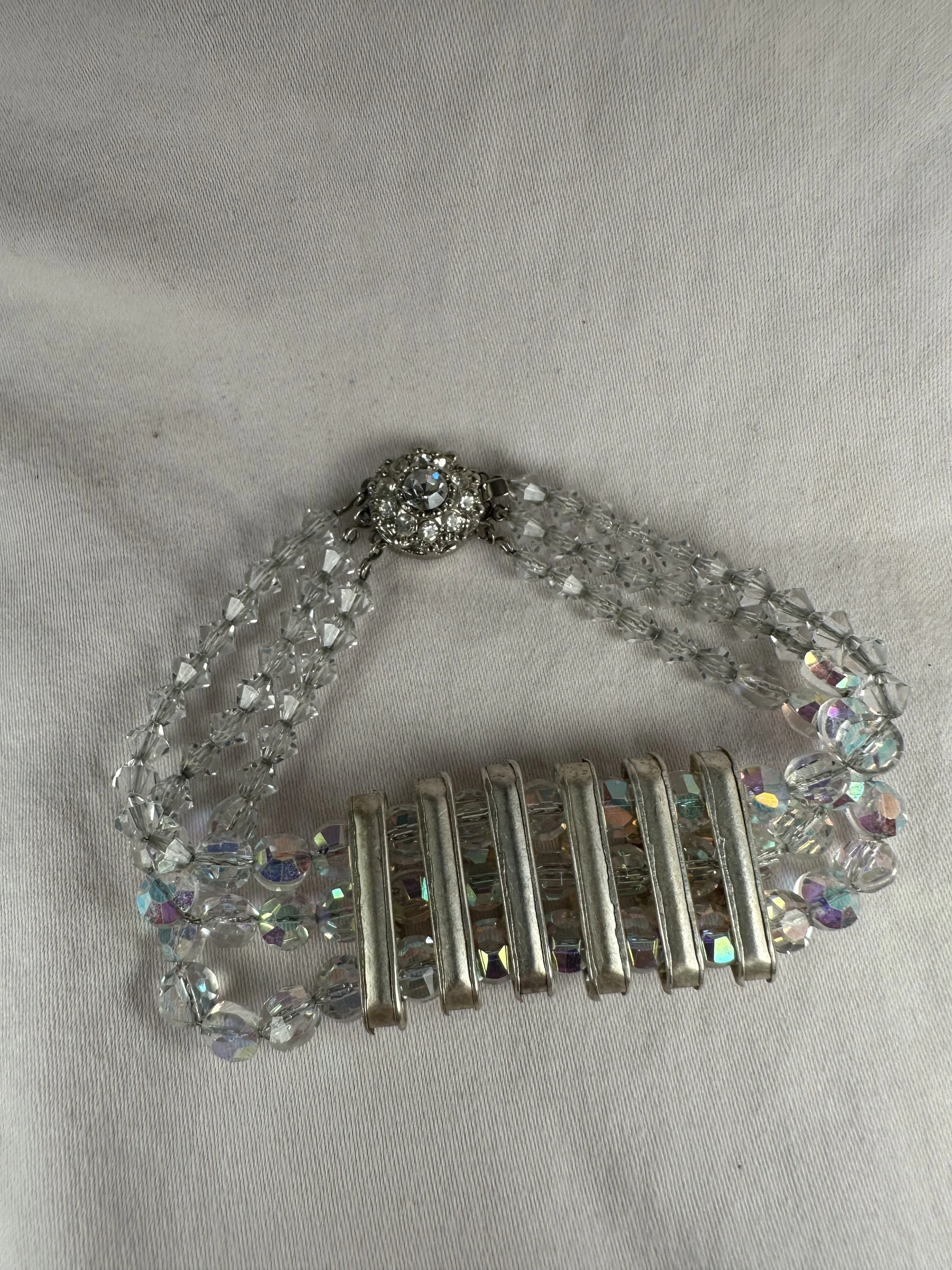 Vintage Aurora Borealis Crystal Multi-Strand Bracelet