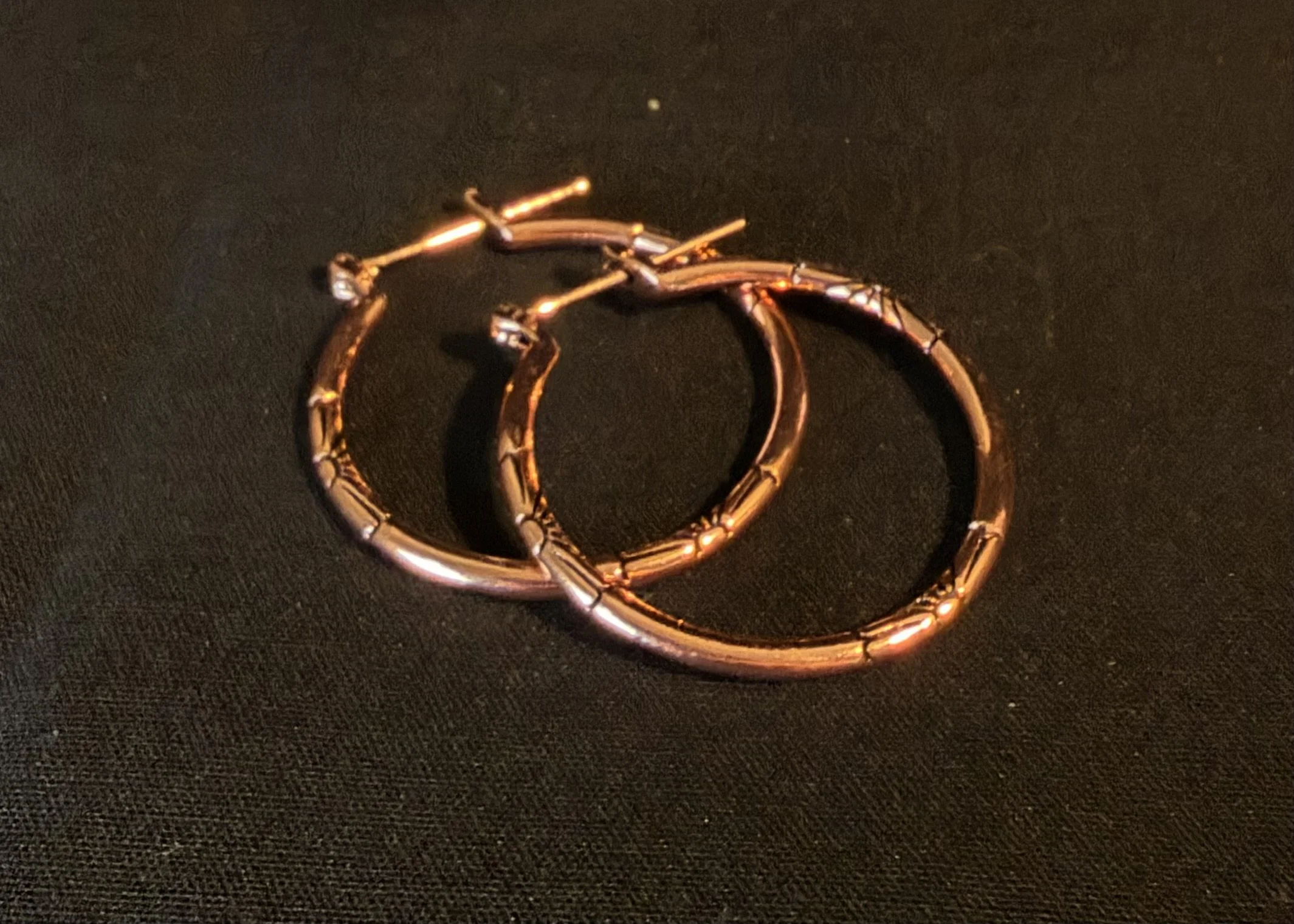 Rose Gold-Tone Floral Embossed Hoop Earrings