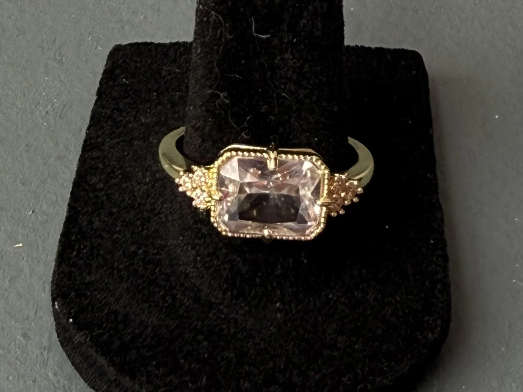 Size 9 - Gold-Tone Cushion Cut CZ Halo Ring