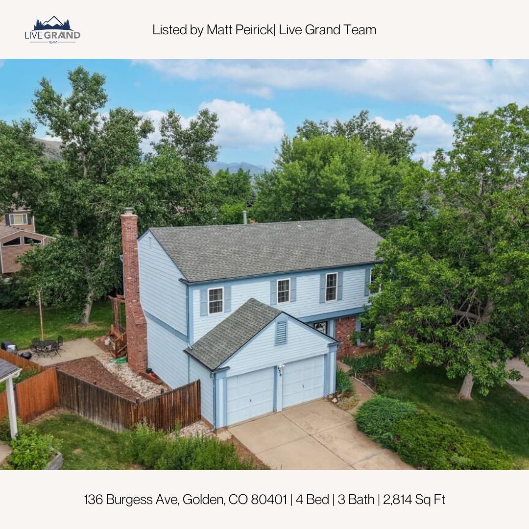 New Listing in Heritage Dells 🏡🌄
136 Burgess Ave, Golden, CO 80401
Listed by Matt Peirick (303)-596-4186
4 Bed | 3 Bath | 2,814 Sq Ft | $1,099,999
Heritage Dells offers owners amazing location to Golden, Denver, and quick access to Mountain Esca