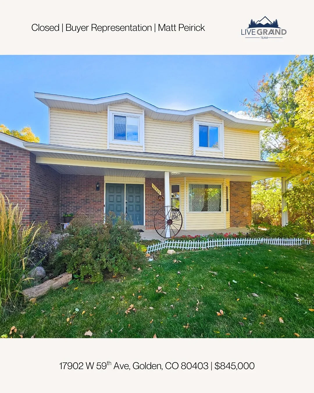 Just sold!
17902 W 59th Ave, Golden, CO 80403
4 Bed | 3 Bath | 2,807 Sq Ft
$845,000
Buyers represented by Matt Peirick
#remax #remaxalliance #homesincolorado #coloradorealestate #realestate #coloradohomes #goldencolorado #goldenco #goldencolorad
